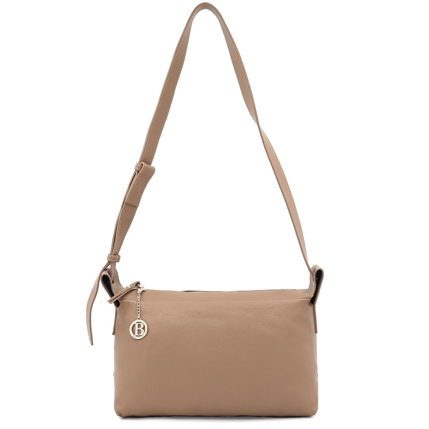 Női válltáska természetes bőrből Velia - világosbarna