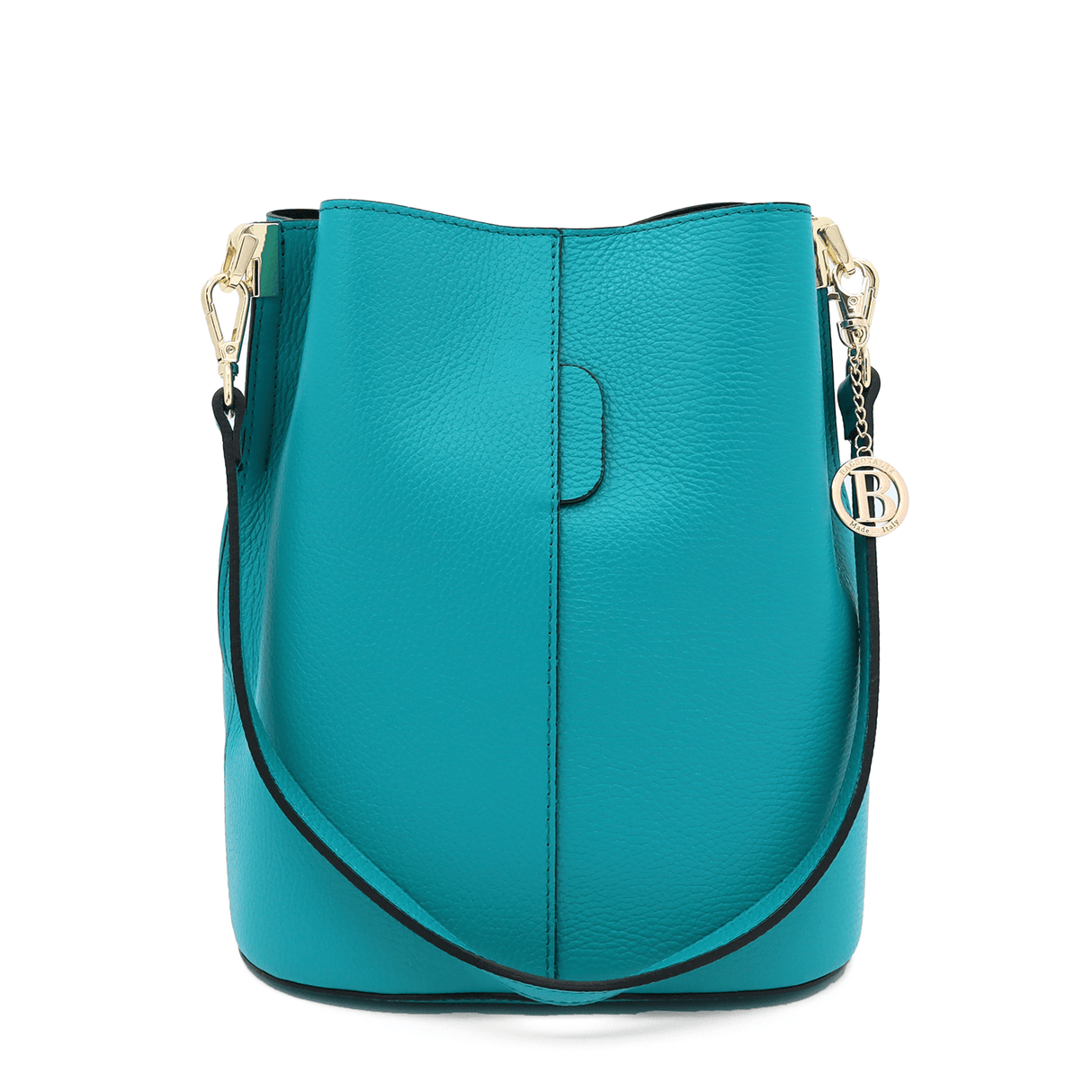 Női táska természetes bőrből, 2 fogantyúval Alba - türkiz