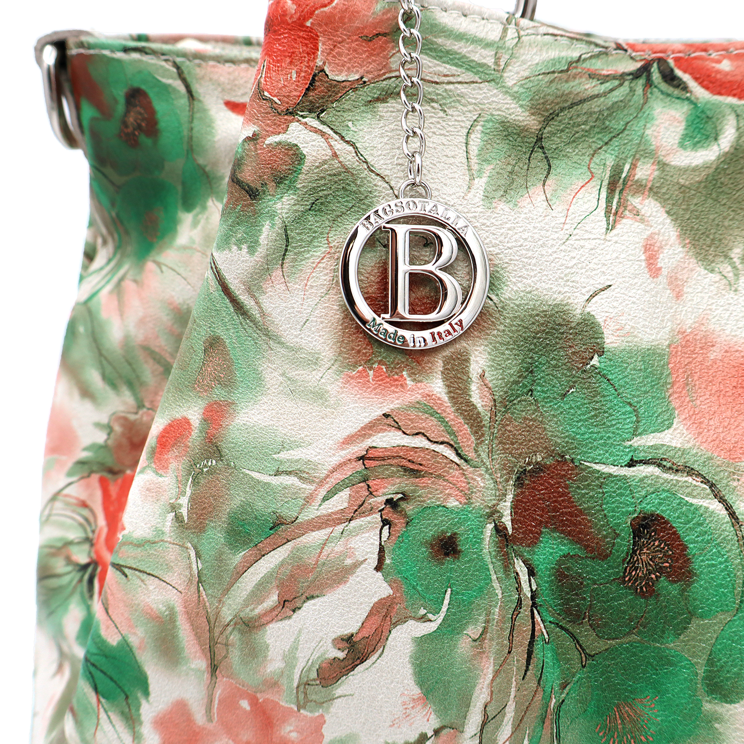 Nagy női táska természetes bőrből, Danica virágmintával