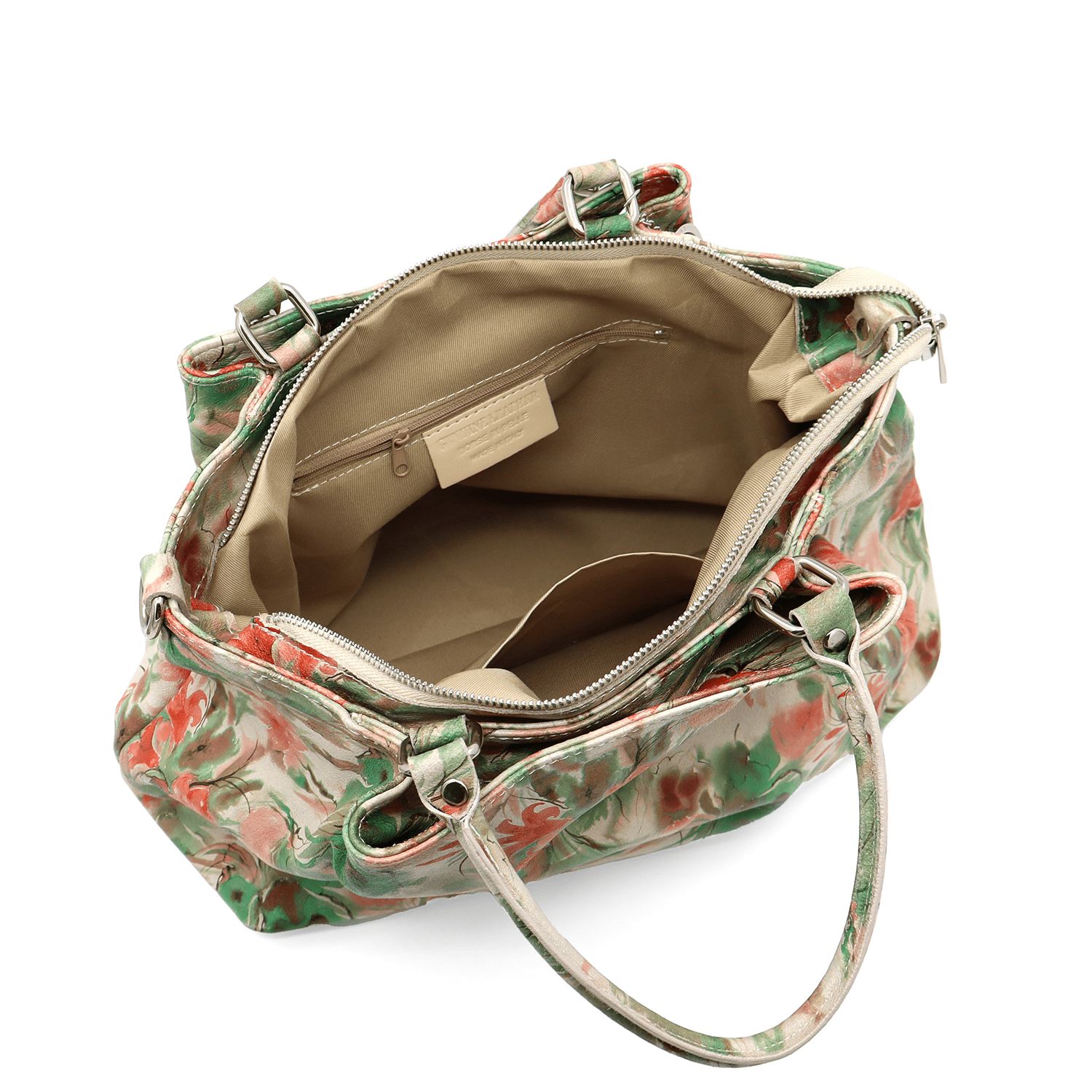 Nagy női táska természetes bőrből, Danica virágmintával