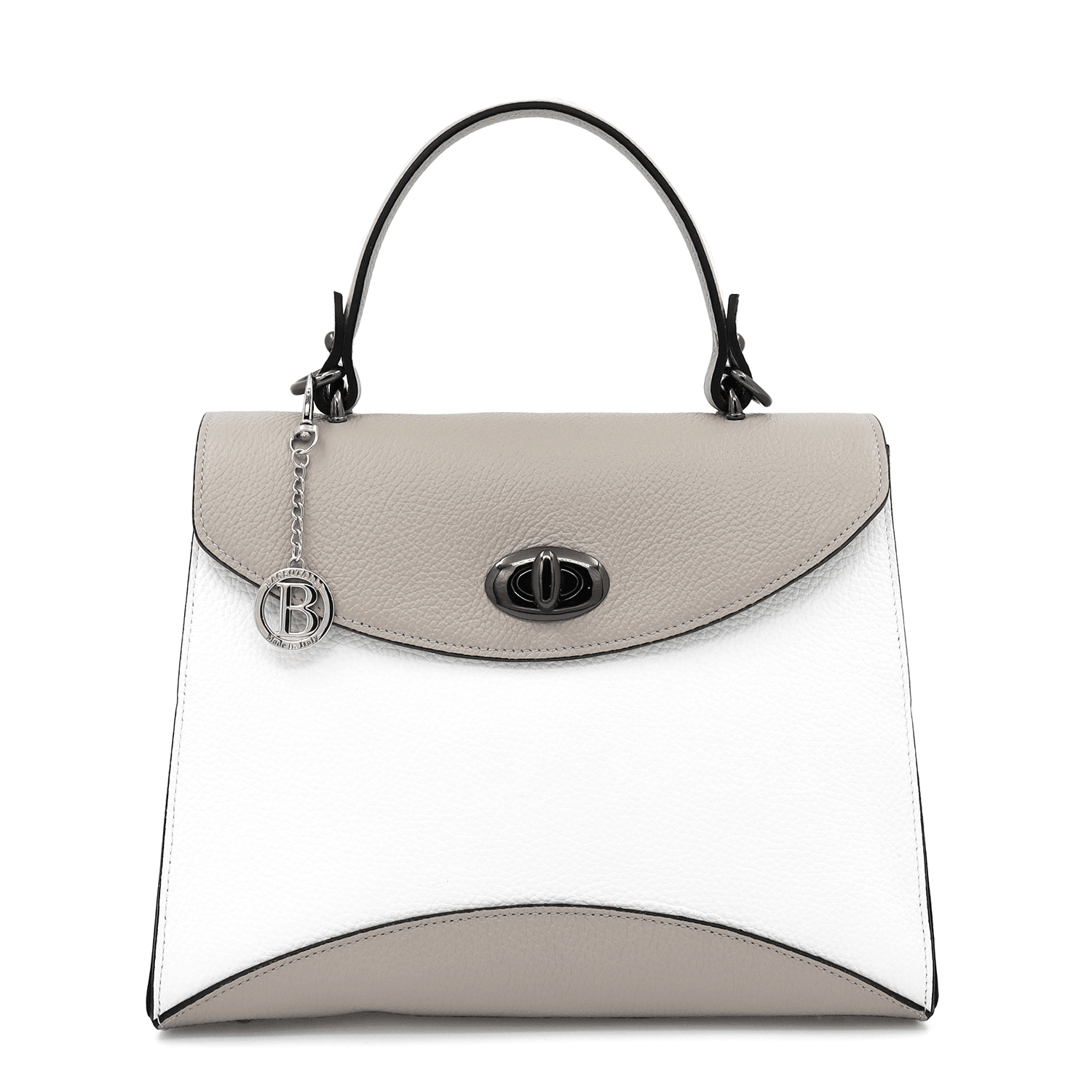 Női táska természetes bőrből Cassidy - fehér/világosszürke