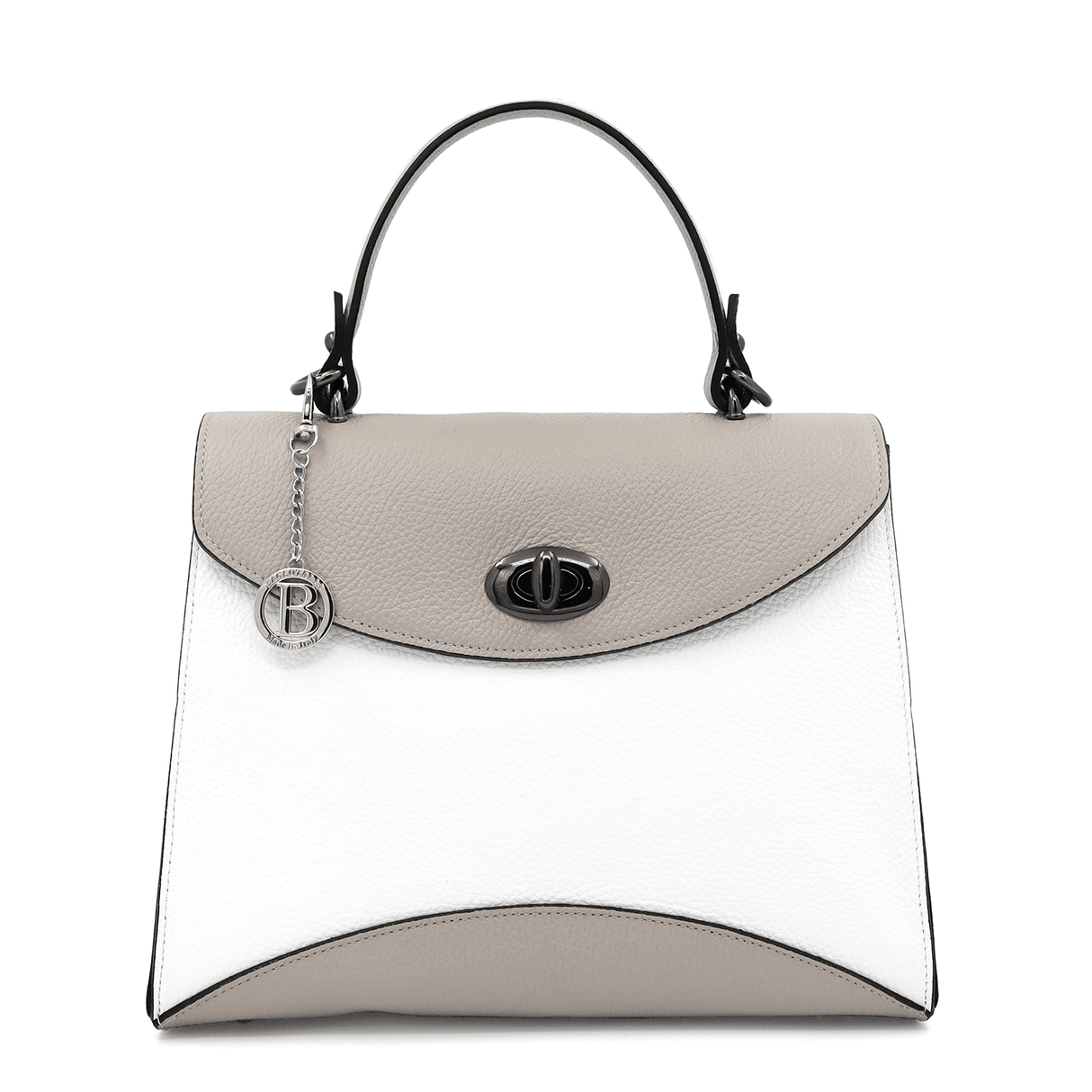 Női táska természetes bőrből Cassidy - fehér/világosszürke