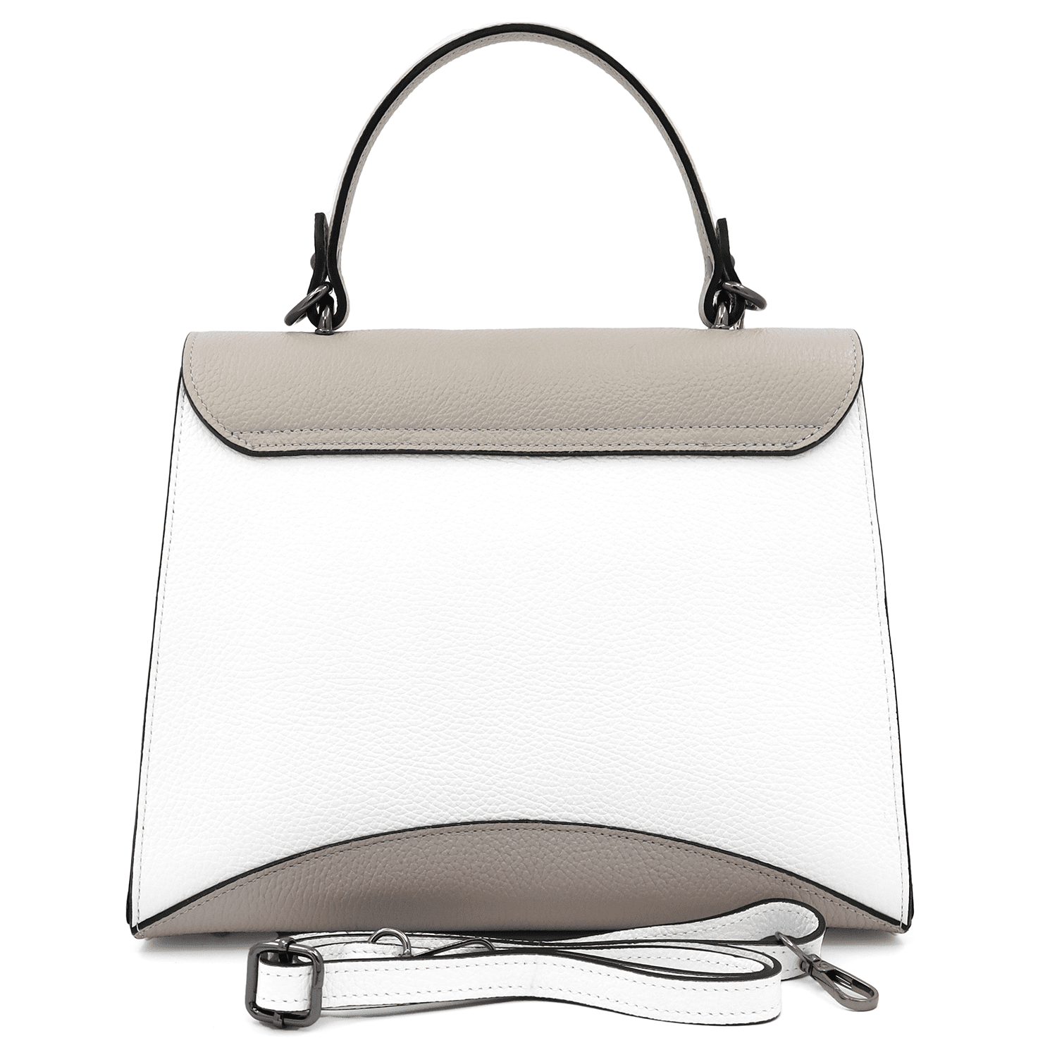 Női táska természetes bőrből Cassidy - fehér/világosszürke