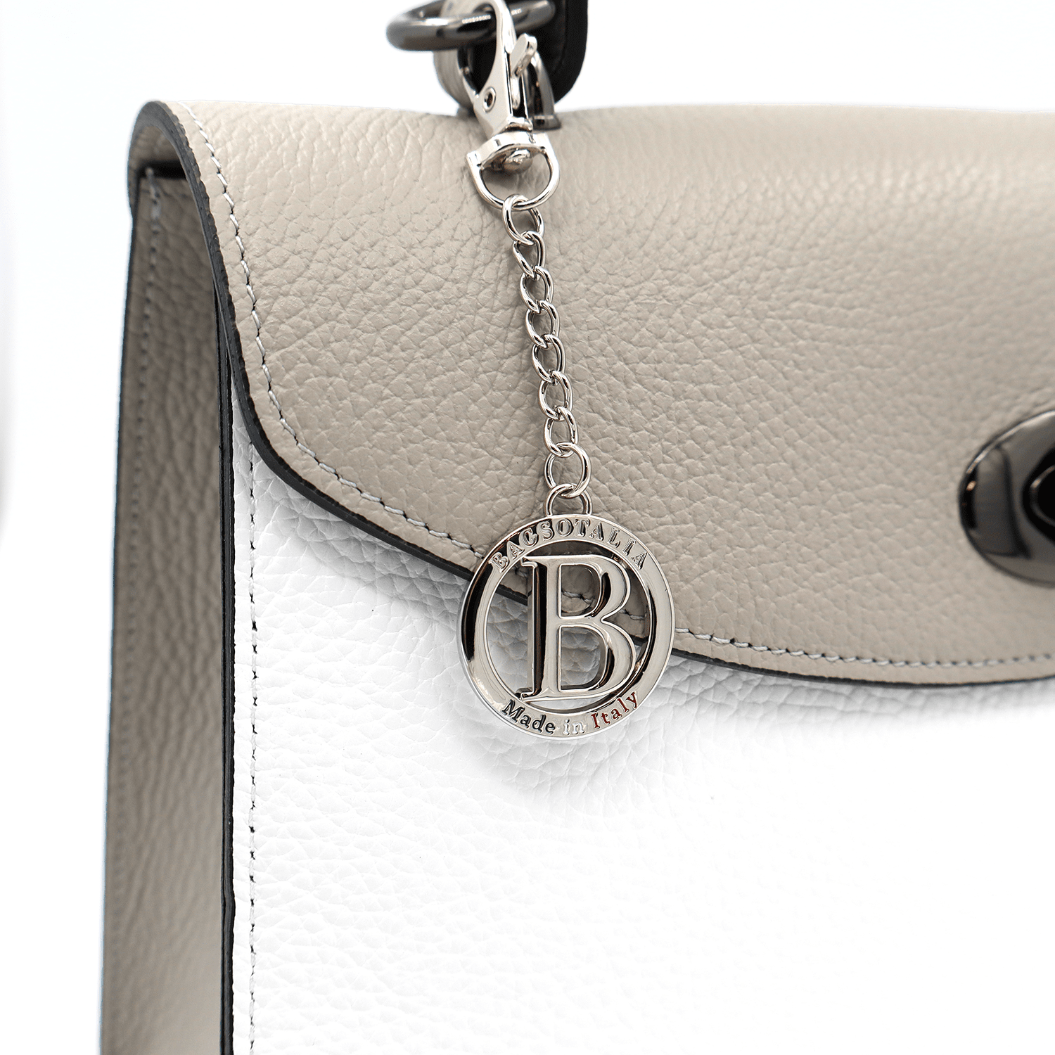 Női táska természetes bőrből Cassidy - fehér/világosszürke