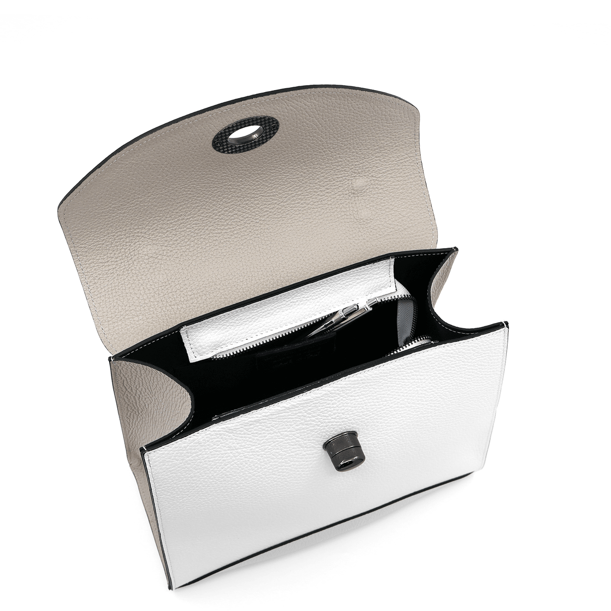 Női táska természetes bőrből Cassidy - fehér/világosszürke