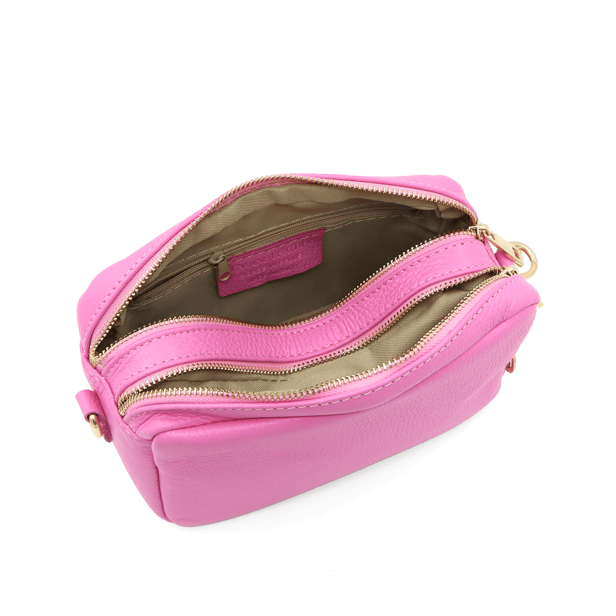 Természetes bőr válltáska 2 fogantyúval - rózsaszín