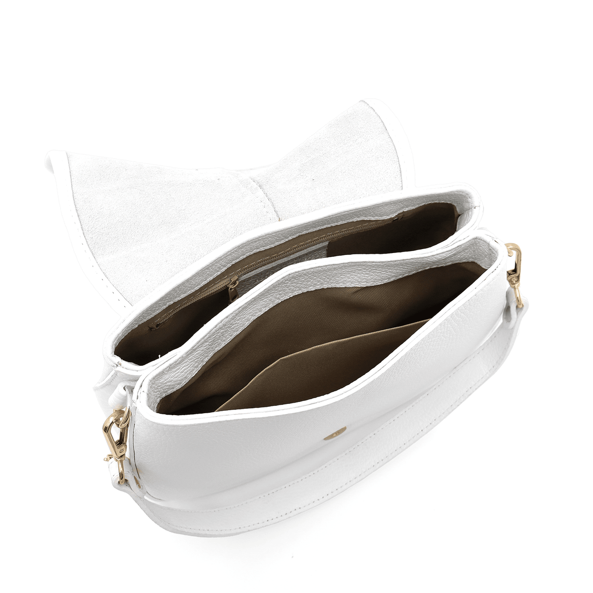 Női táska természetes bőrből, 2 fogantyúval és kézzel szőtt rafiával - fehér/sárga