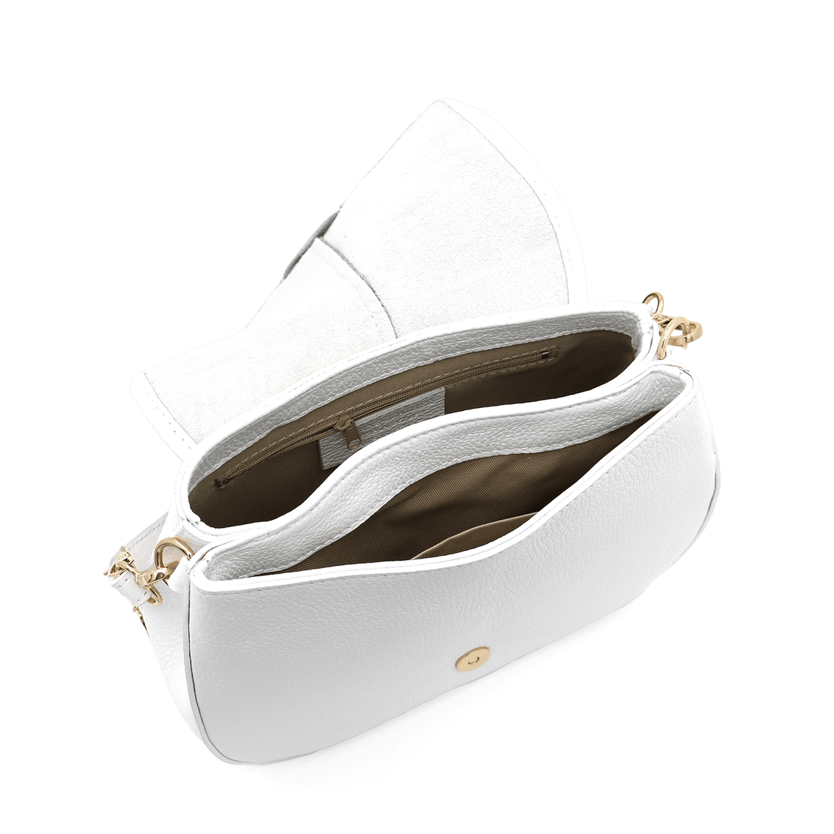 Női táska természetes bőrből, 2 fogantyúval és kézzel szőtt rafiával - fehér/fukszia