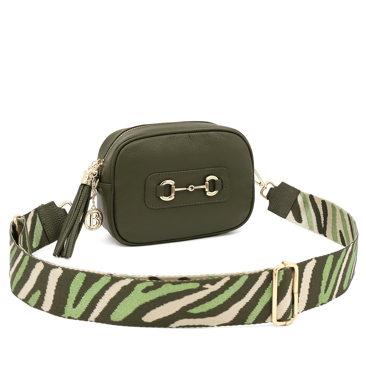 Lorena természetes bőr válltáska - olíva zöld