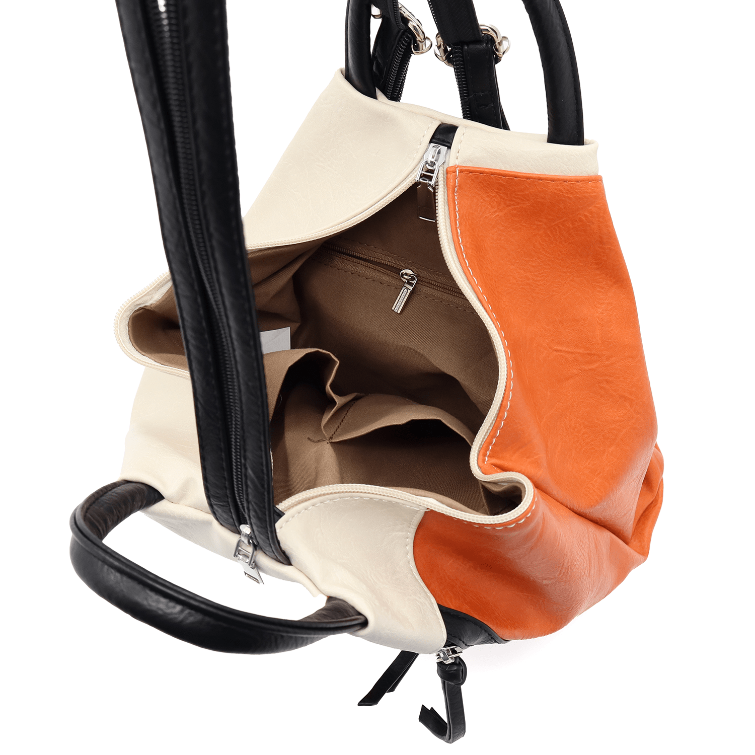 Női hátizsák titkos záródással Katalina - narancssárga/bézs