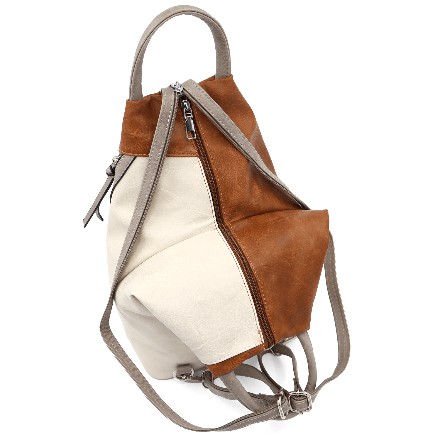 Női hátizsák titkos záródással Katalina - bézs/téglavörös