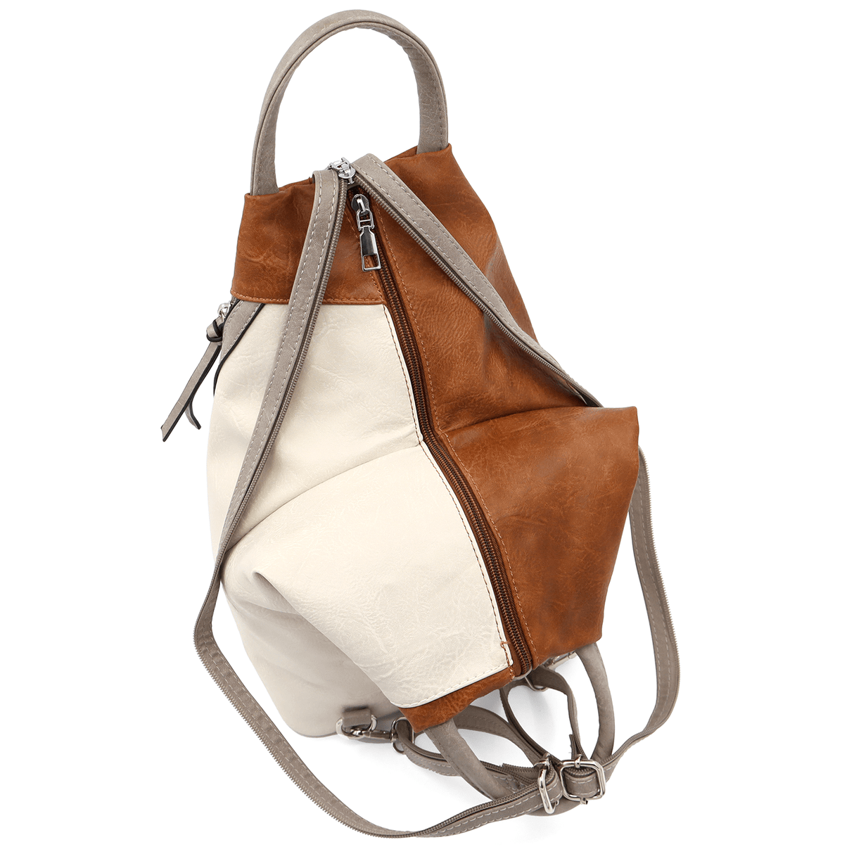 Női hátizsák titkos záródással Katalina - bézs/téglavörös