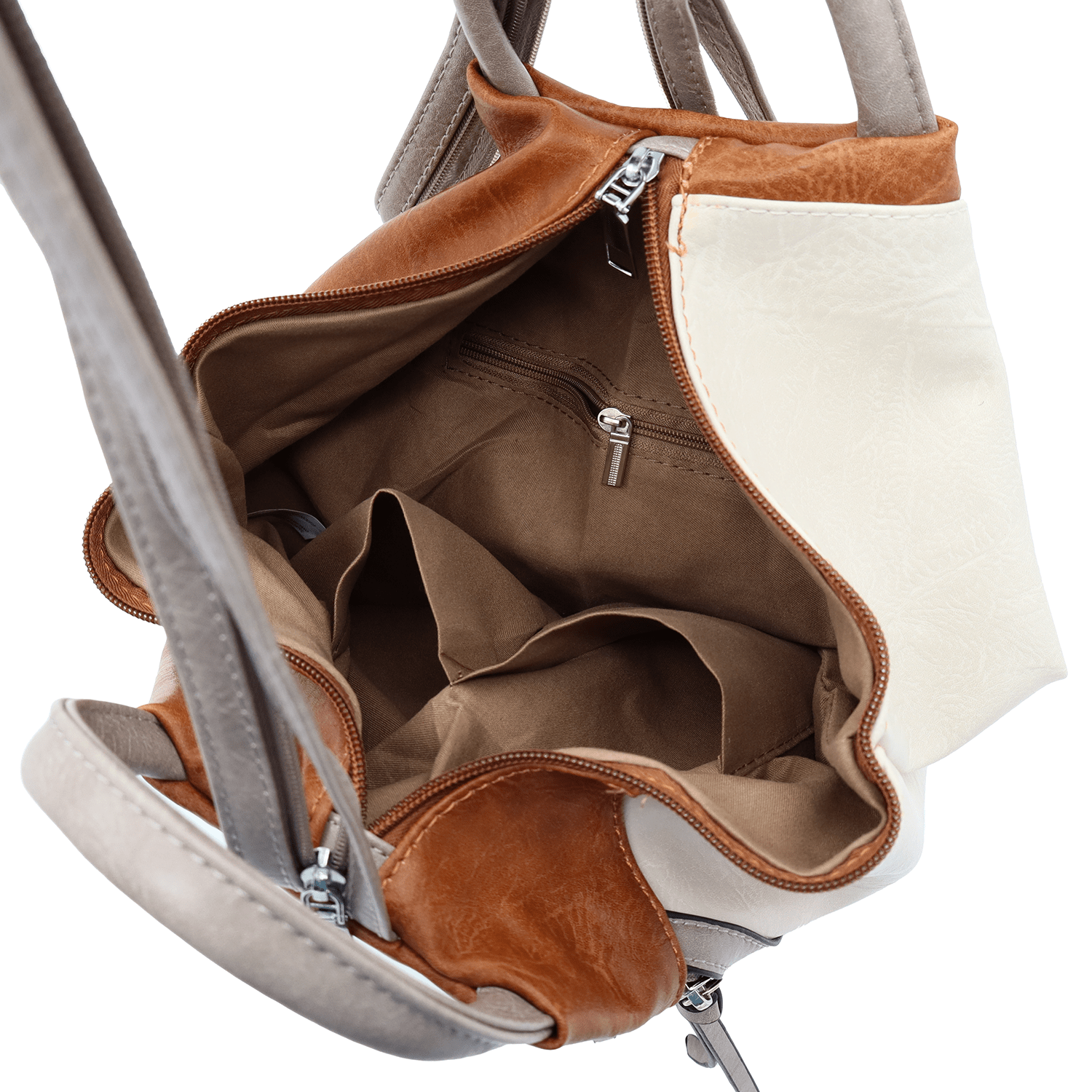 Női hátizsák titkos záródással Katalina - bézs/téglavörös