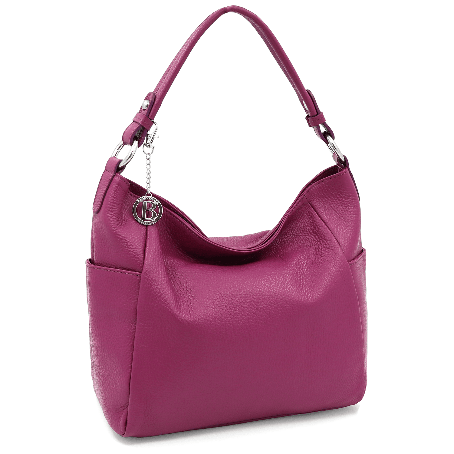 Női táska természetes bőrből Evelyn - fukszia