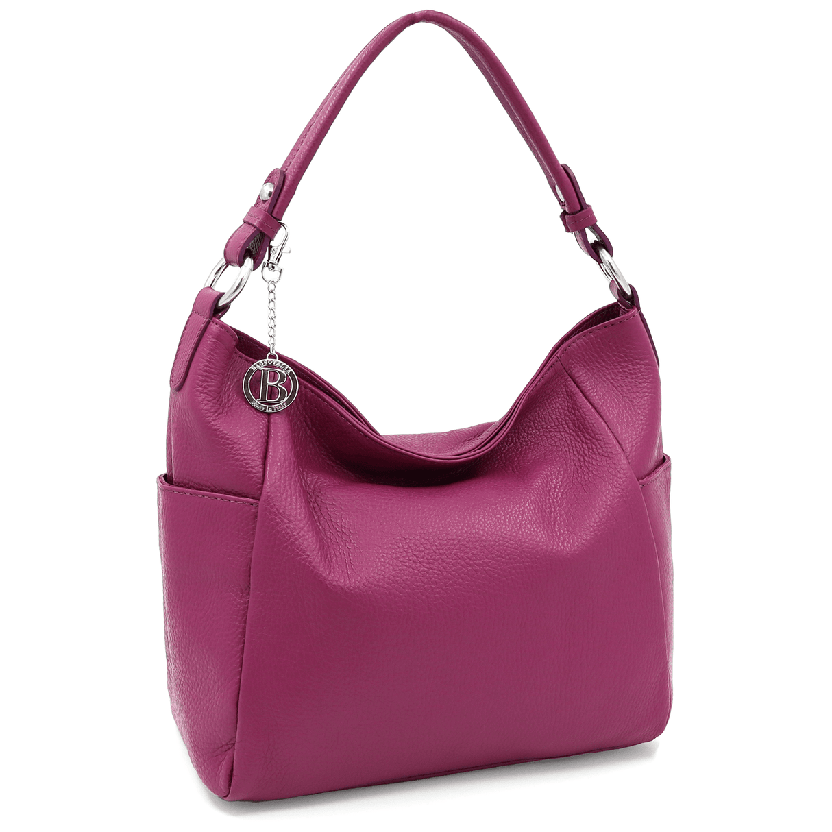 Női táska természetes bőrből Evelyn - fukszia