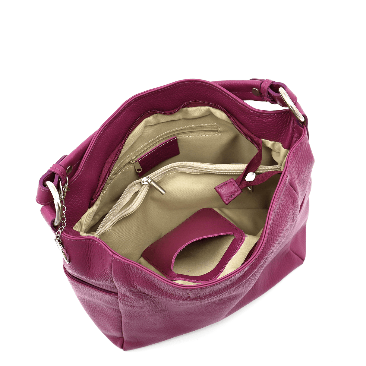 Női táska természetes bőrből Evelyn - fukszia