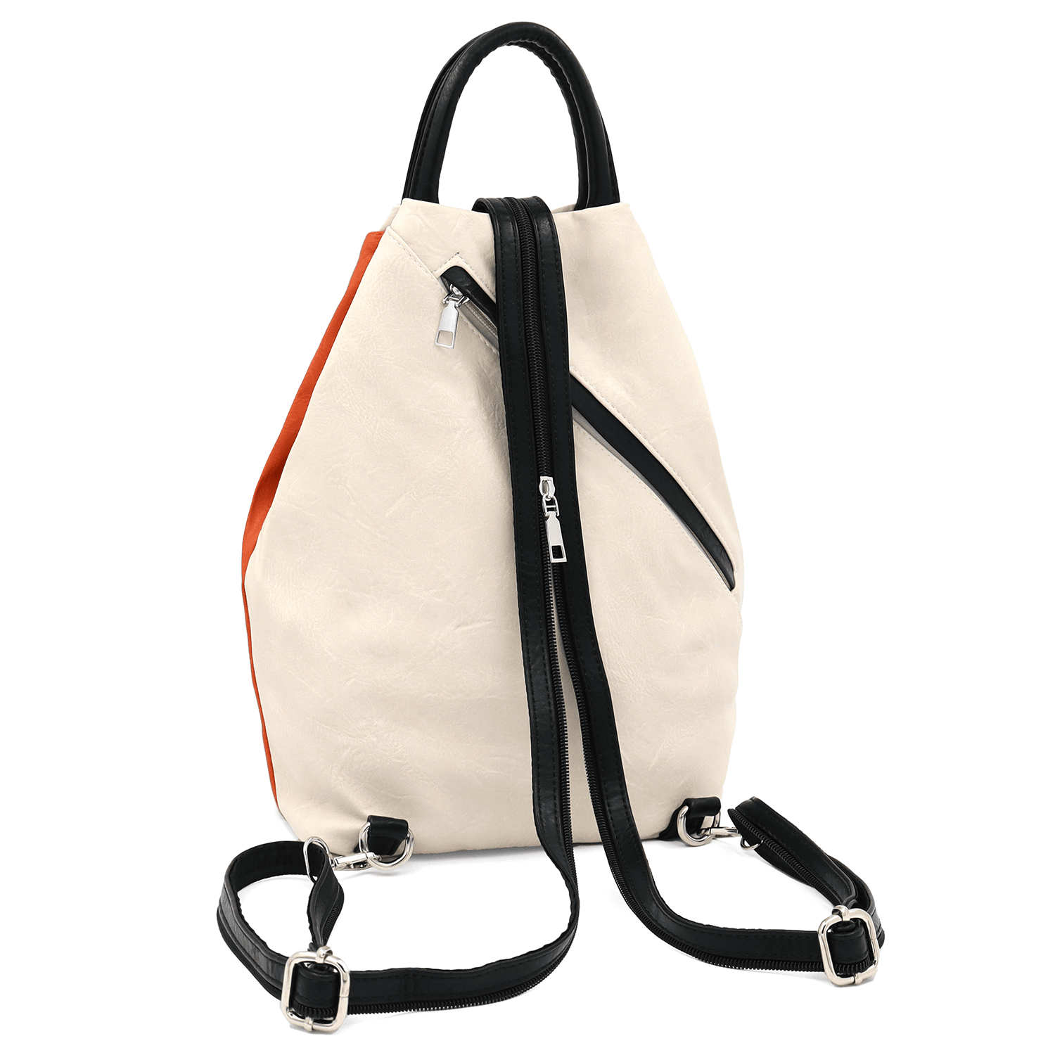Női hátizsák titkos záródással - narancssárga/bézs