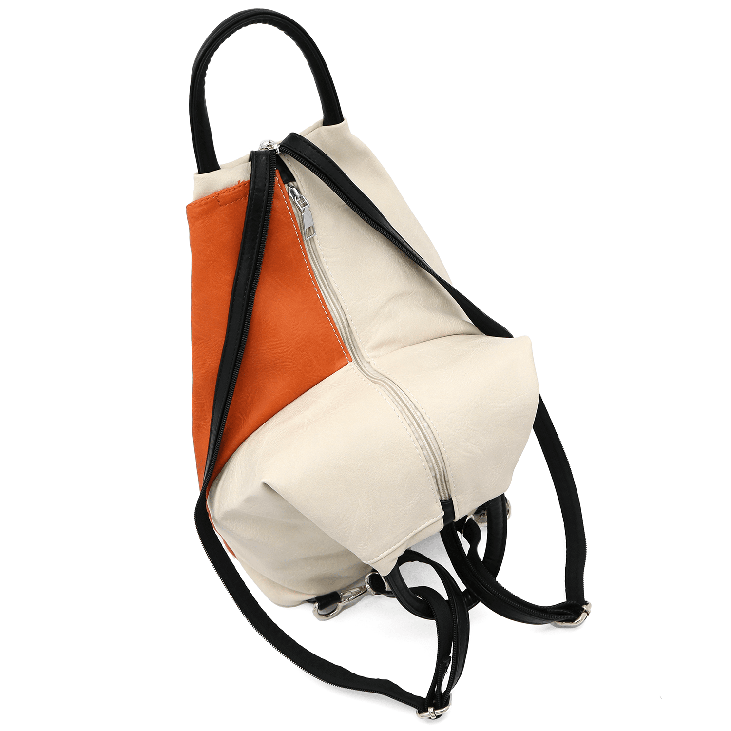 Női hátizsák titkos záródással - narancssárga/bézs