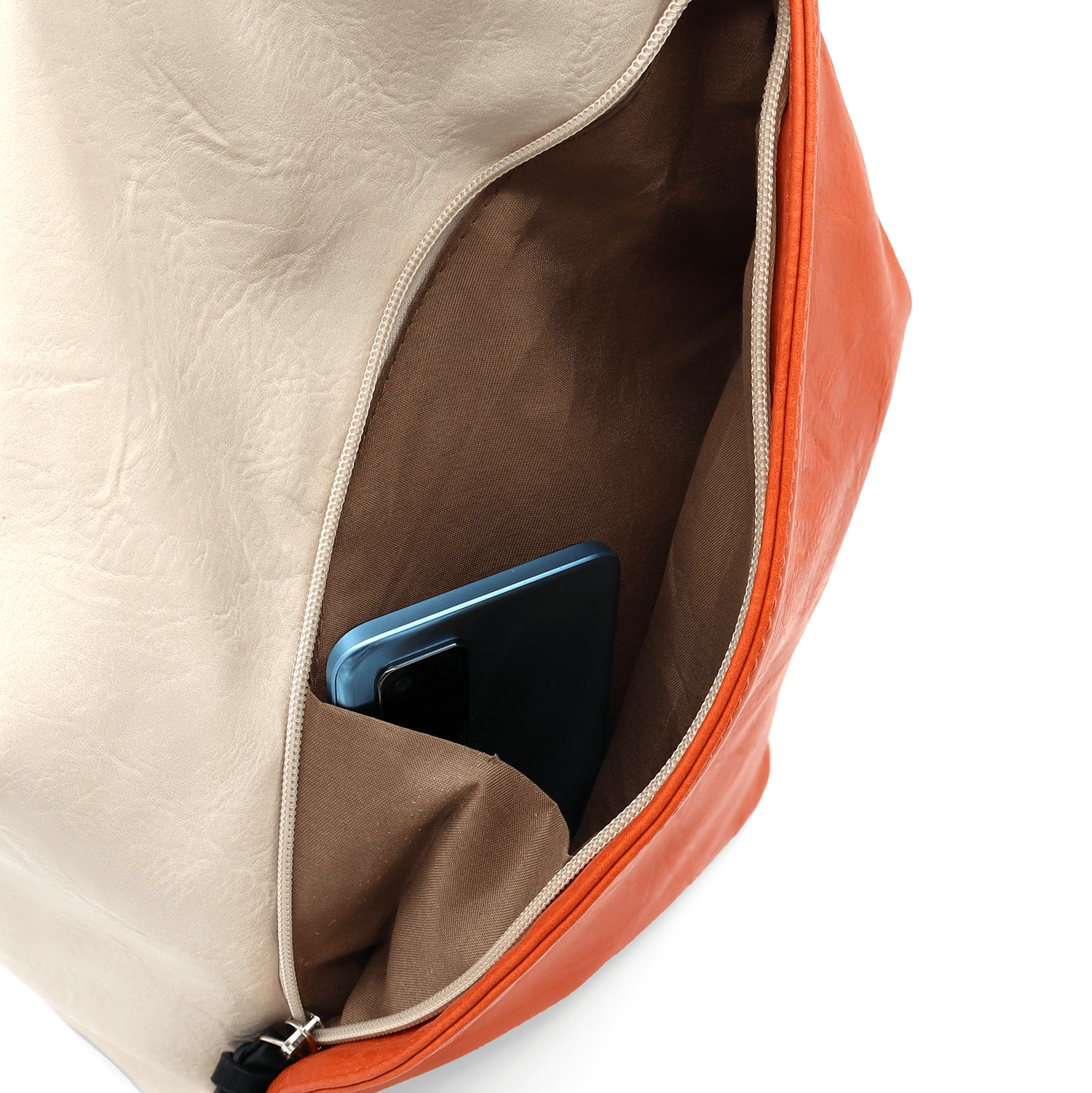 Női hátizsák titkos záródással - narancssárga/bézs