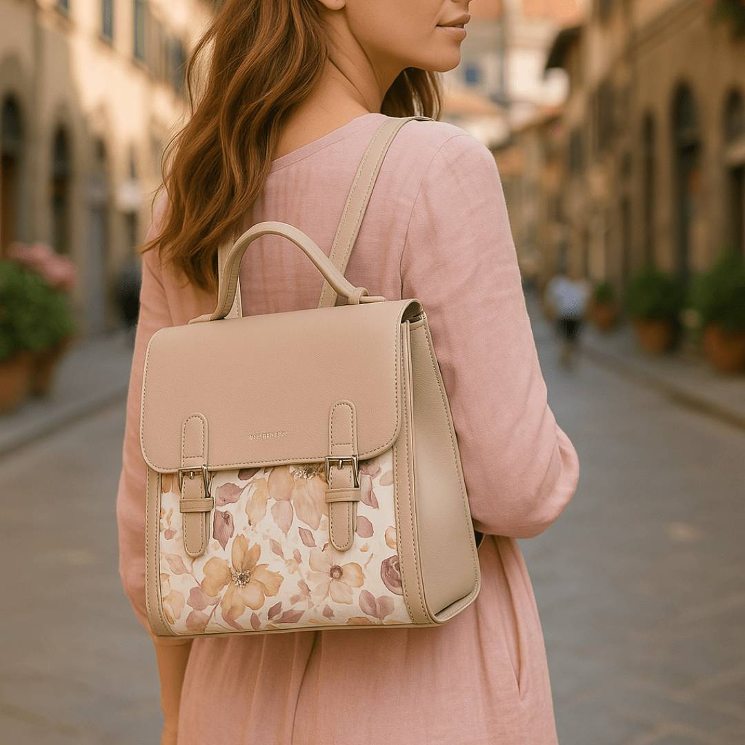 Diana & Co - Női hátizsák virágmintával - fekete