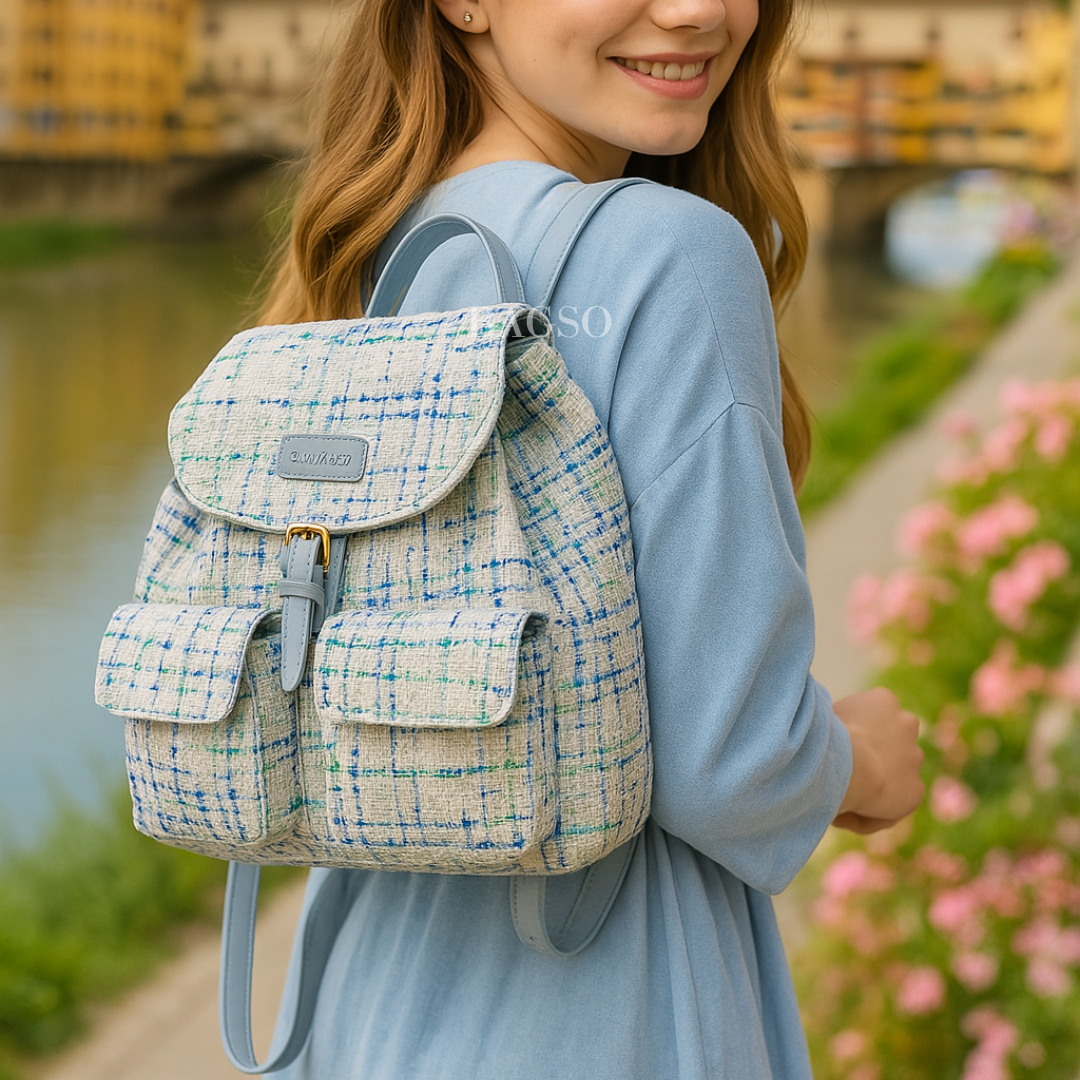 Diana & Co - Női hátizsák buklé anyagból - fekete/fehér