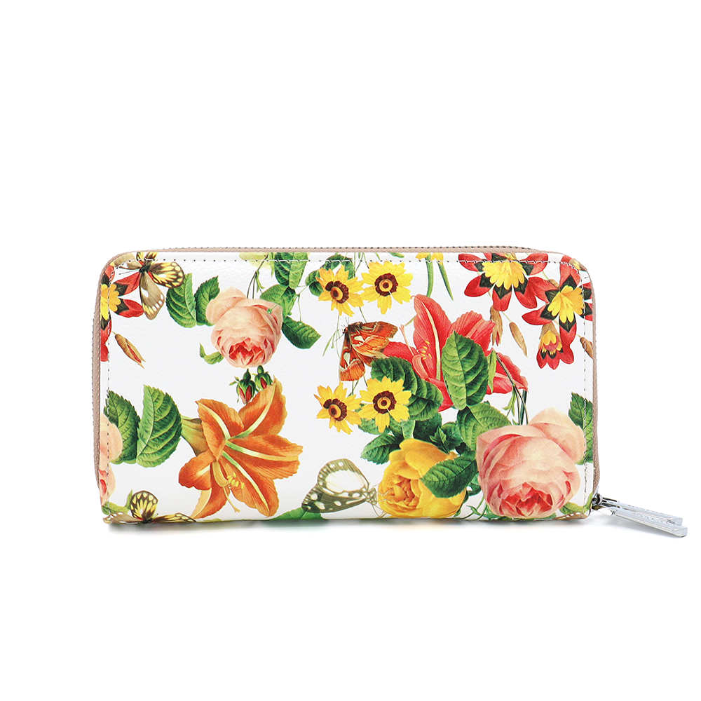 Női pénztárca virágmintával - világosbarna