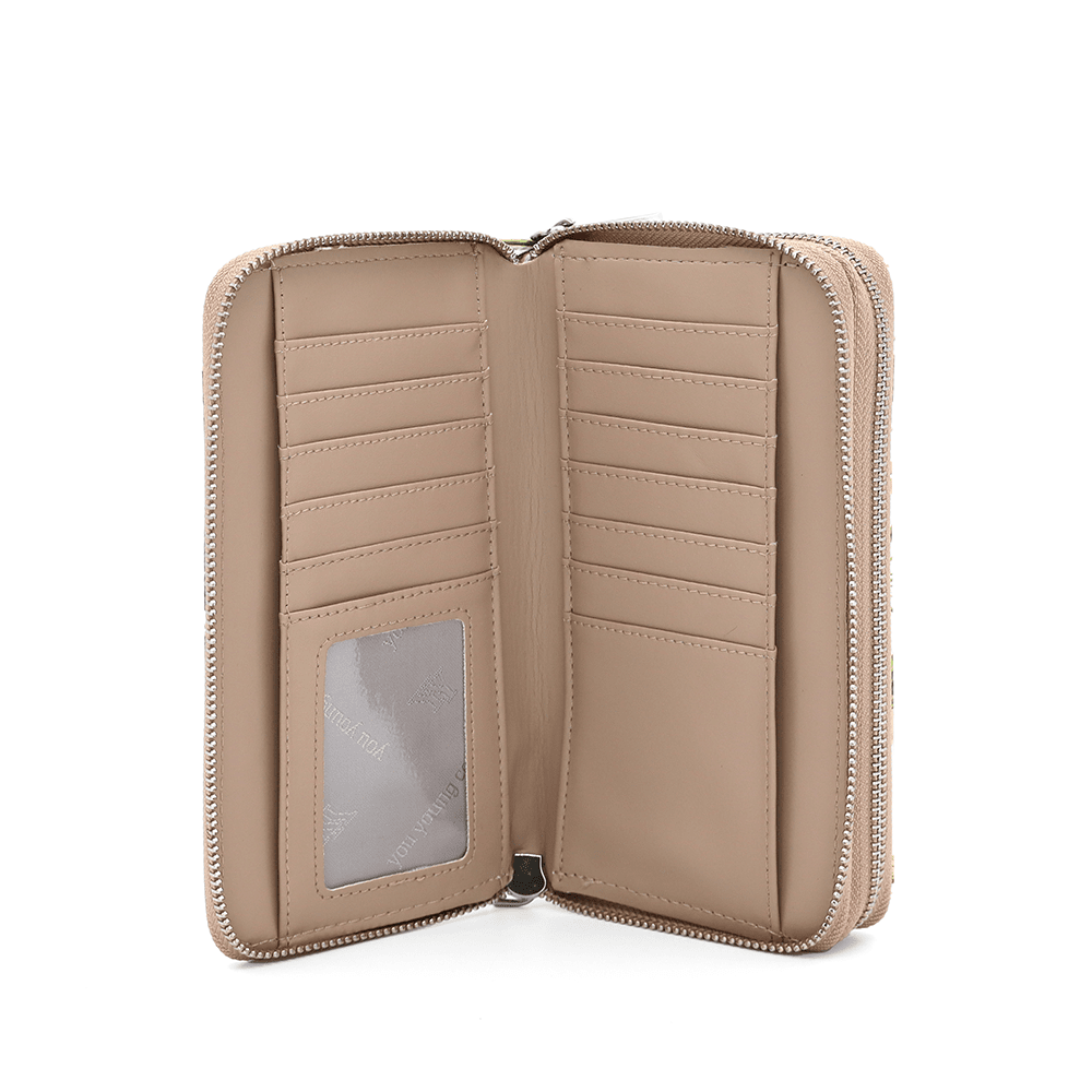 Női pénztárca virágmintával - világosbarna