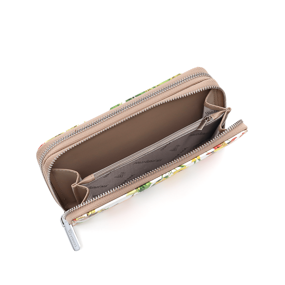 Női pénztárca virágmintával - világosbarna