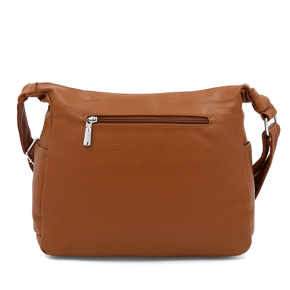 Táska vállra, sok zsebbel -  téglaszínű barna