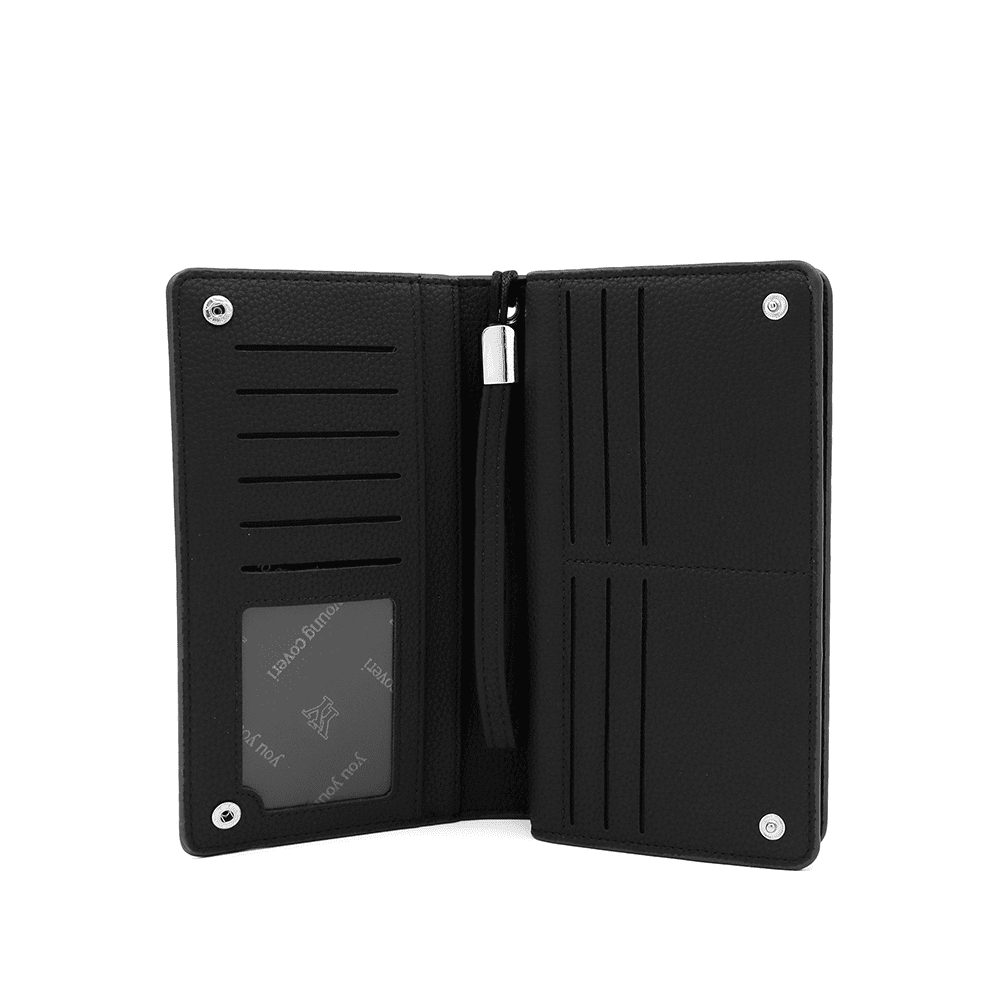 Pénztárca fogantyúval és levehető kártyatartóval - fekete