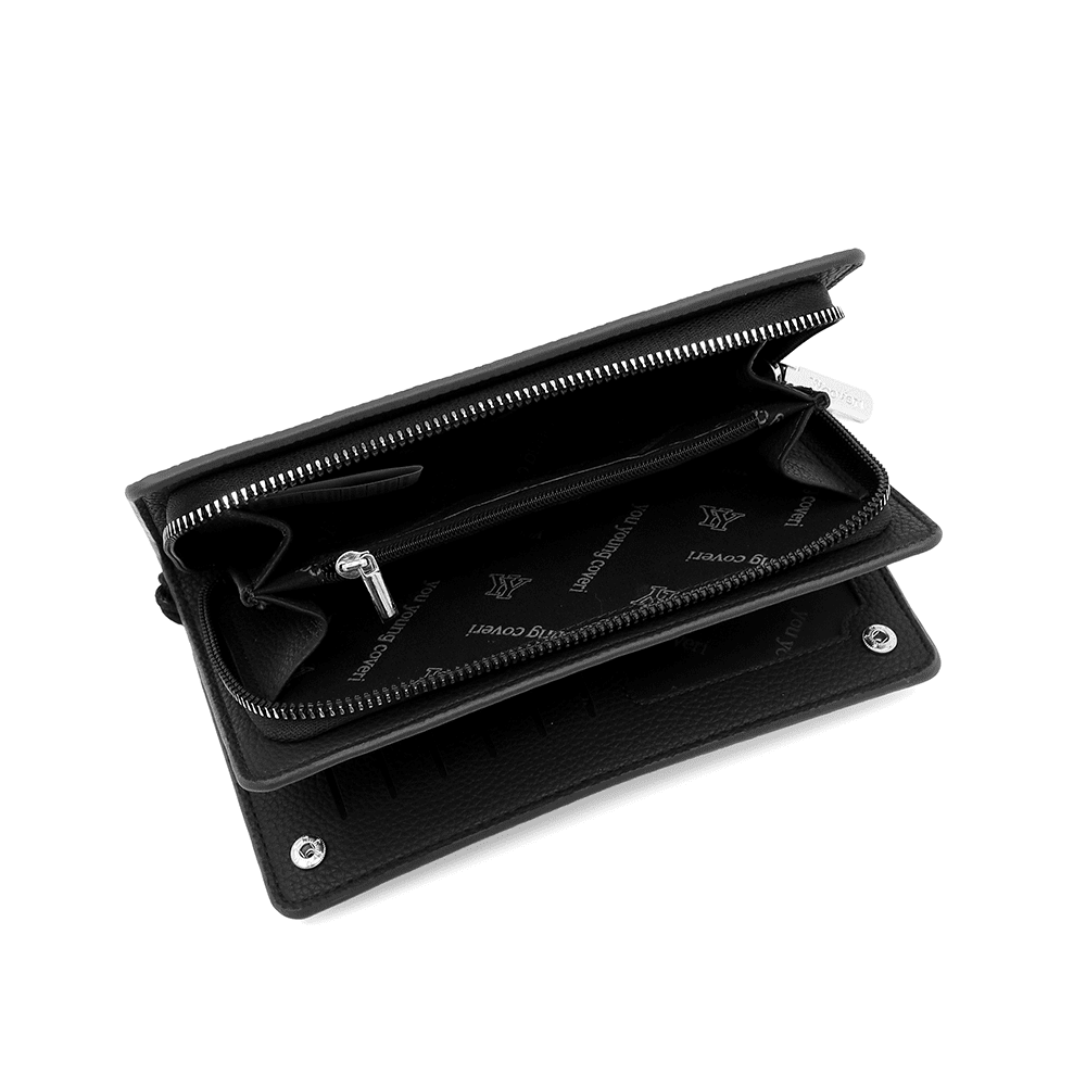 Pénztárca fogantyúval és levehető kártyatartóval - fekete