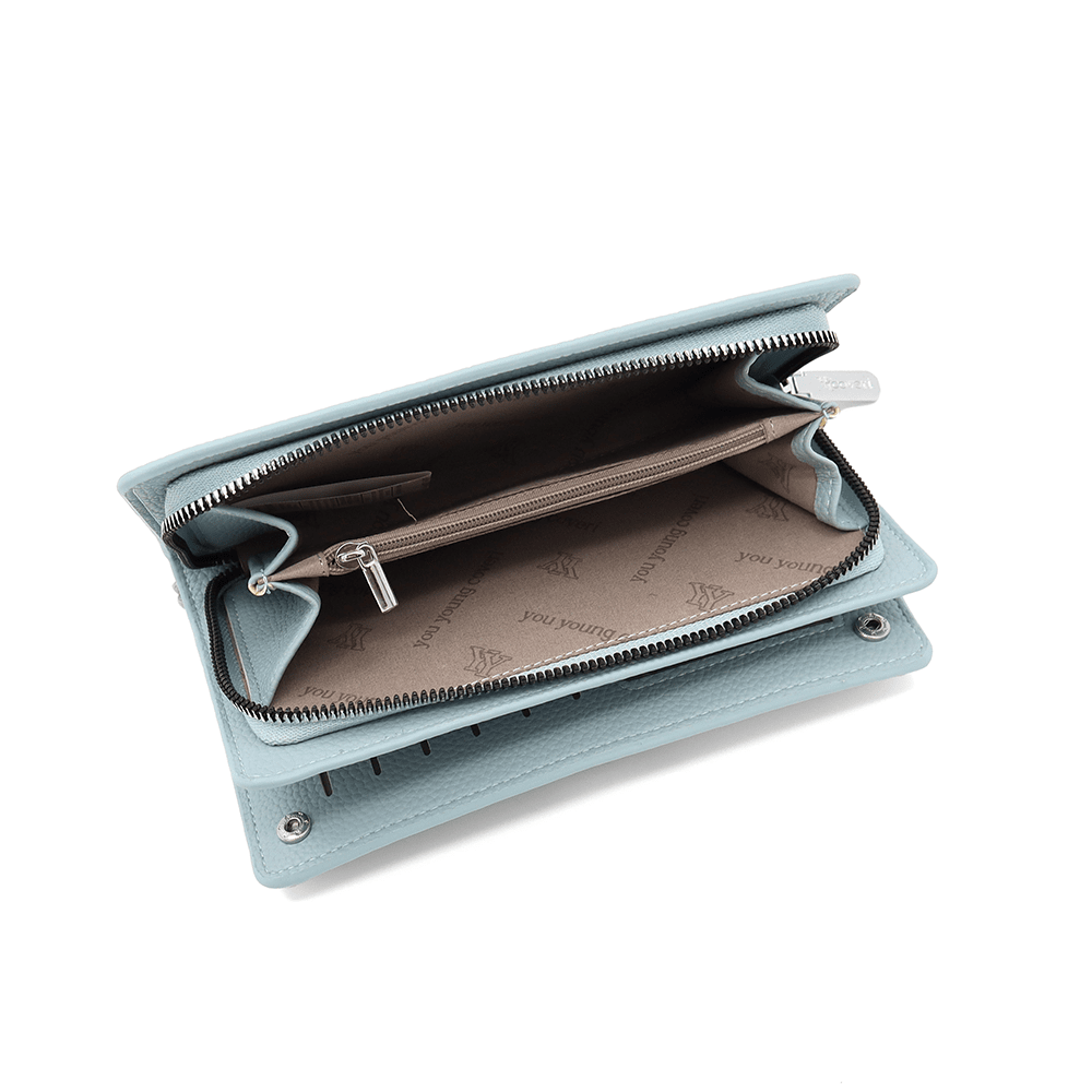 Pénztárca fogantyúval és levehető kártyatartóval - világoskék