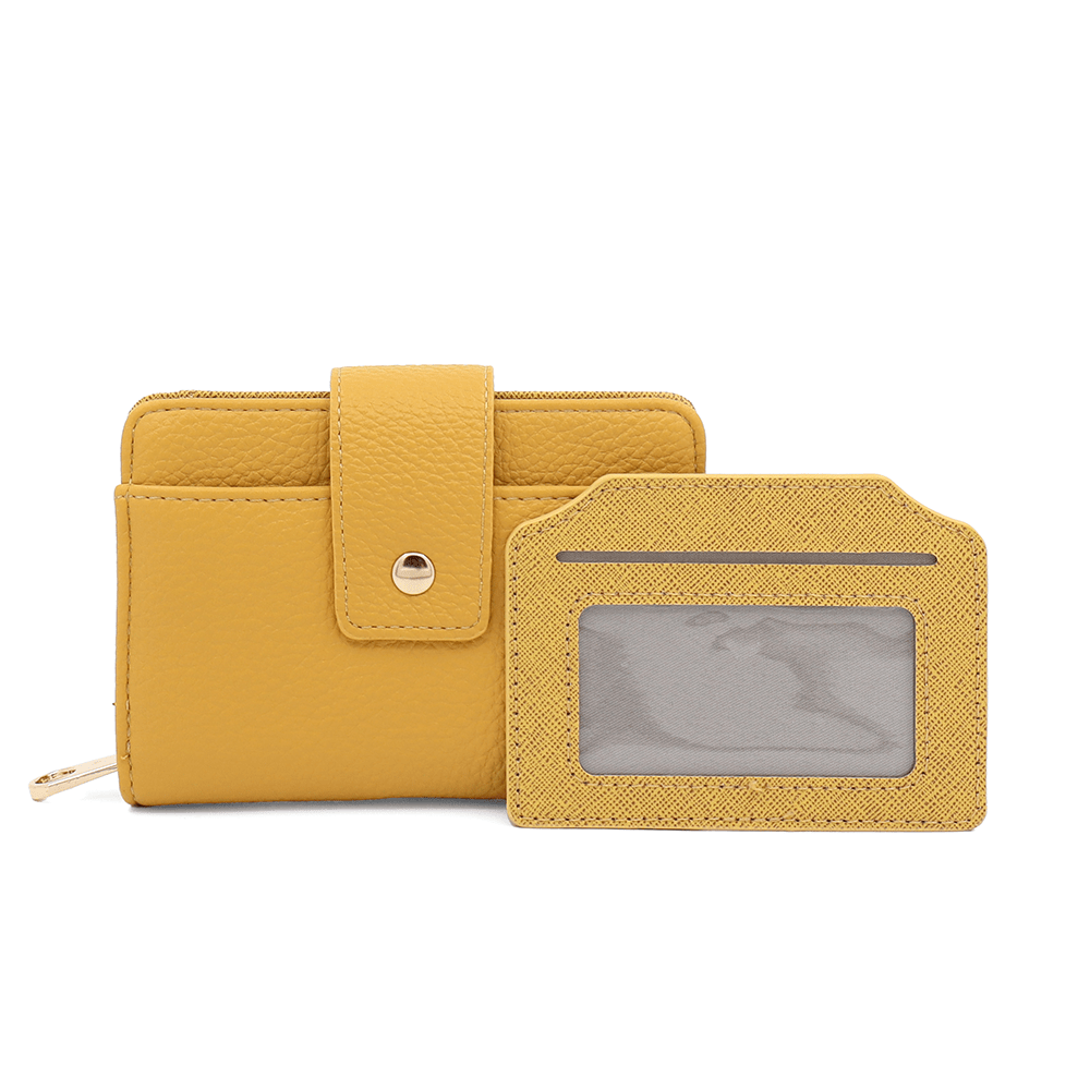 Női pénztárca levehető kártyatartóval - mustársárga