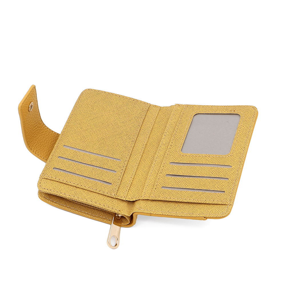 Női pénztárca levehető kártyatartóval - mustársárga