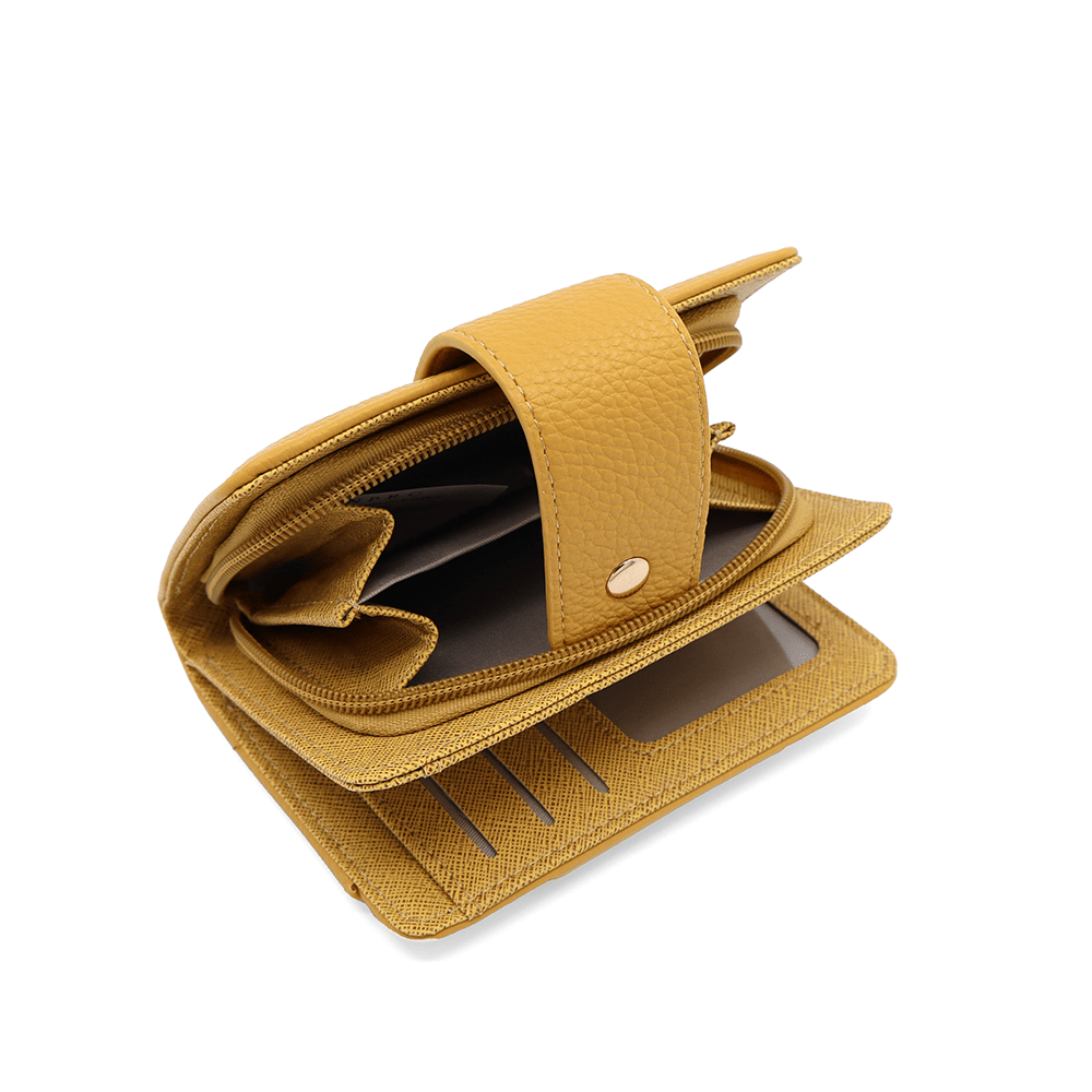 Női pénztárca levehető kártyatartóval - mustársárga