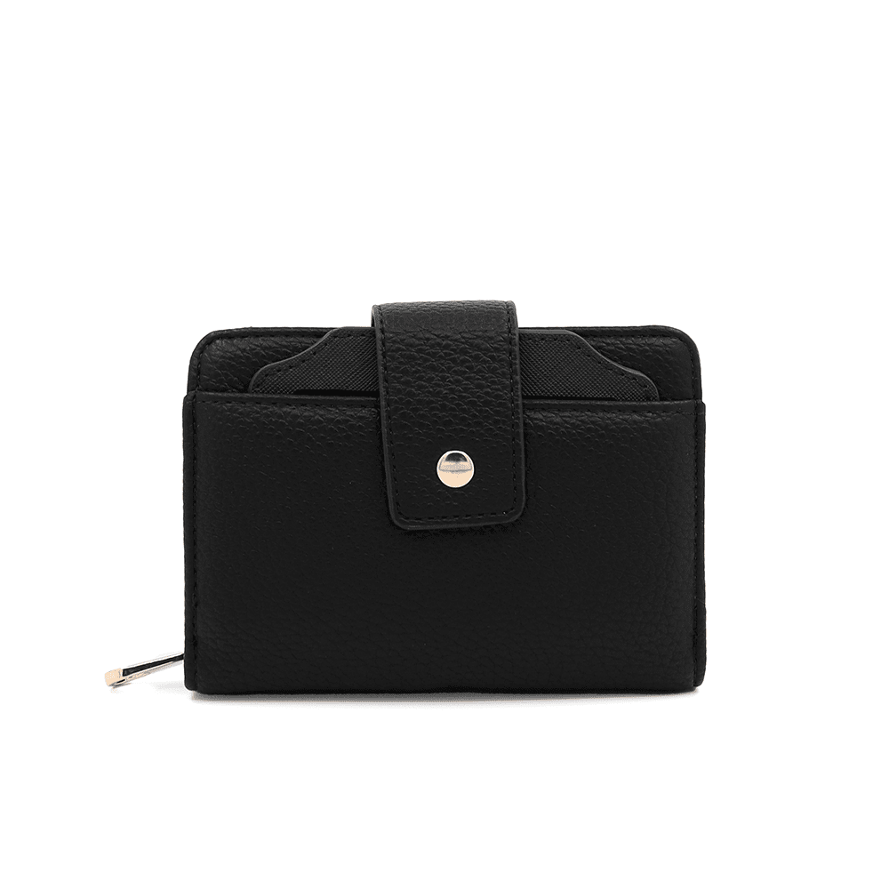 Női pénztárca levehető kártyatartóval - fekete