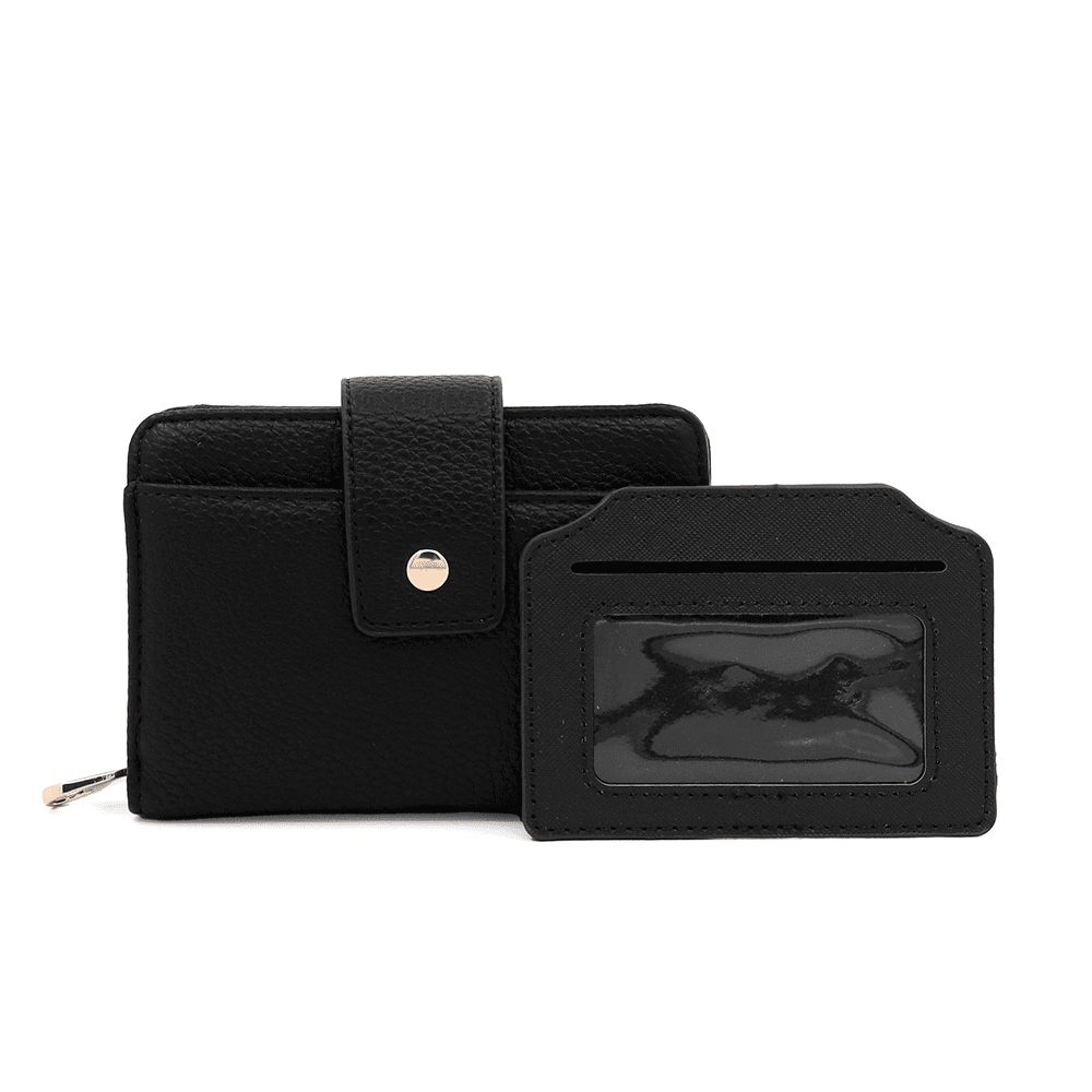 Női pénztárca levehető kártyatartóval - fekete