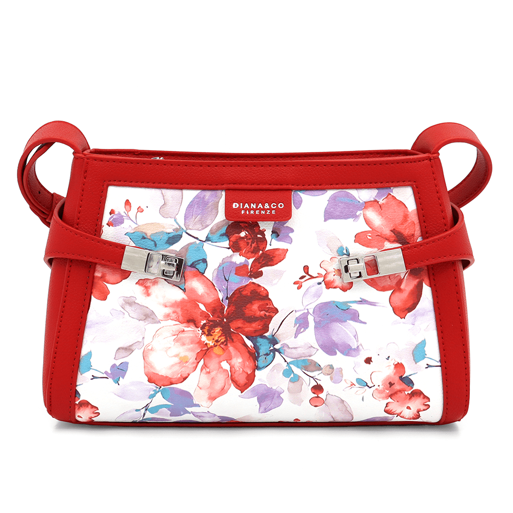 Diana & Co - Női válltáska virágmintával - piros