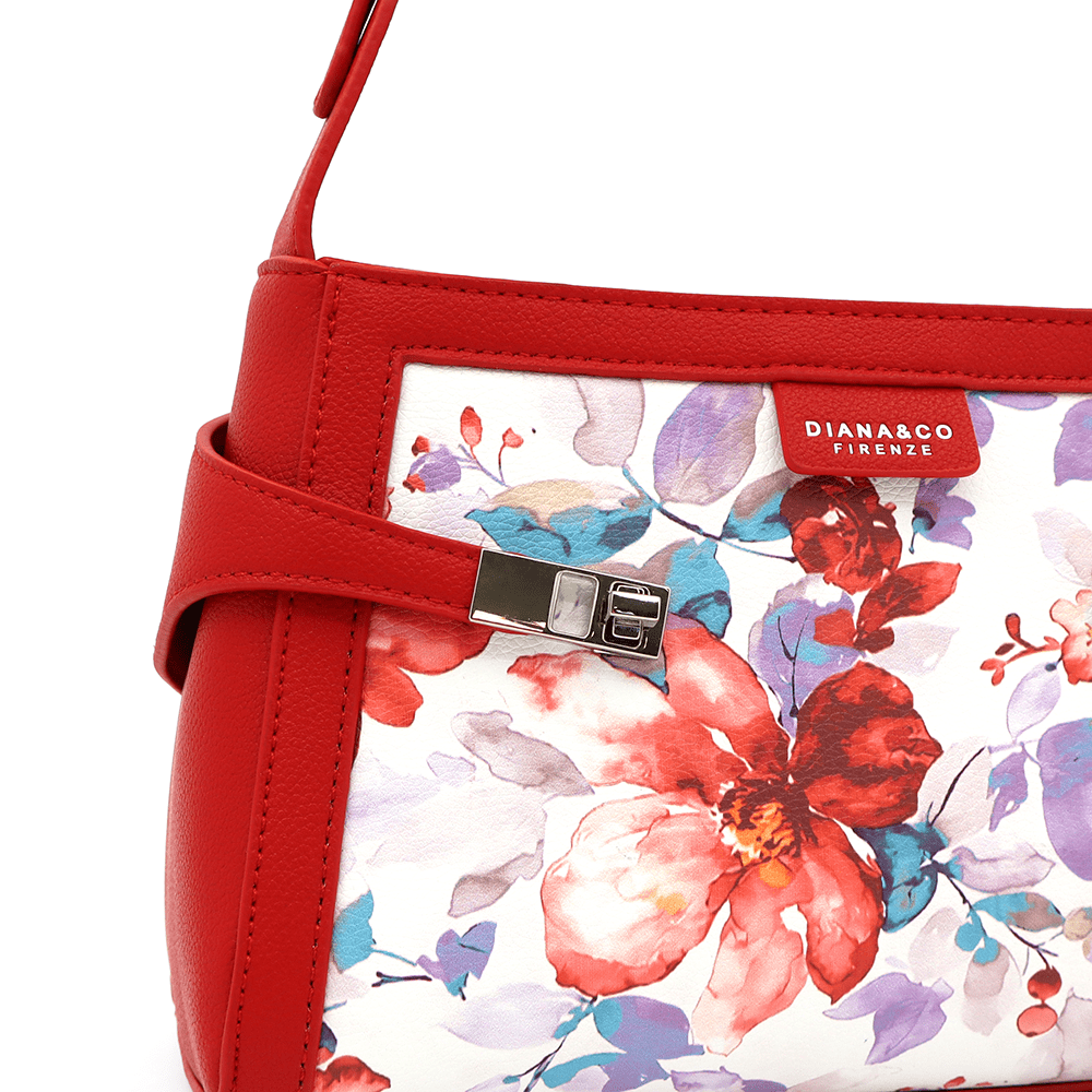 Diana & Co - Női válltáska virágmintával - piros
