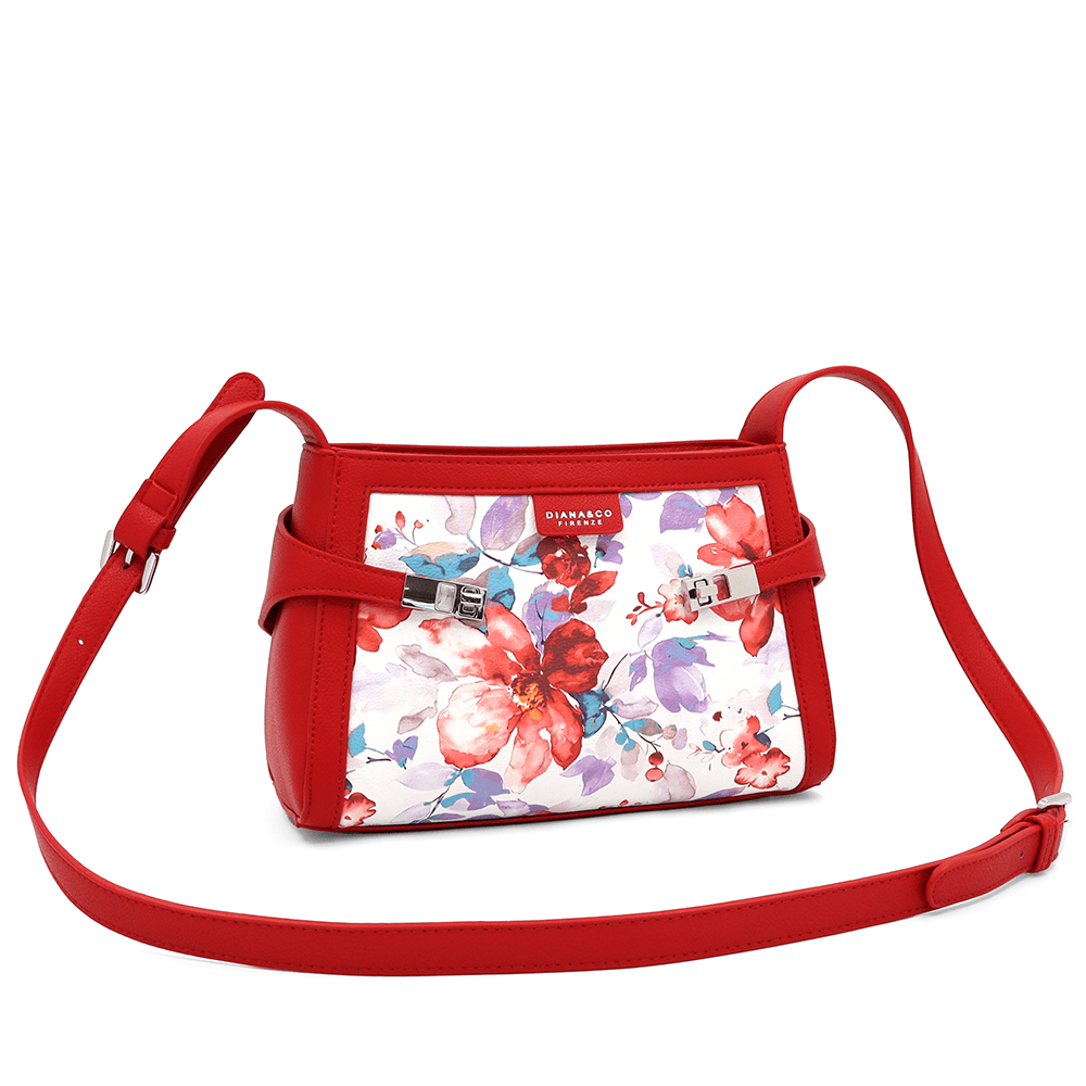 Diana & Co - Női válltáska virágmintával - piros