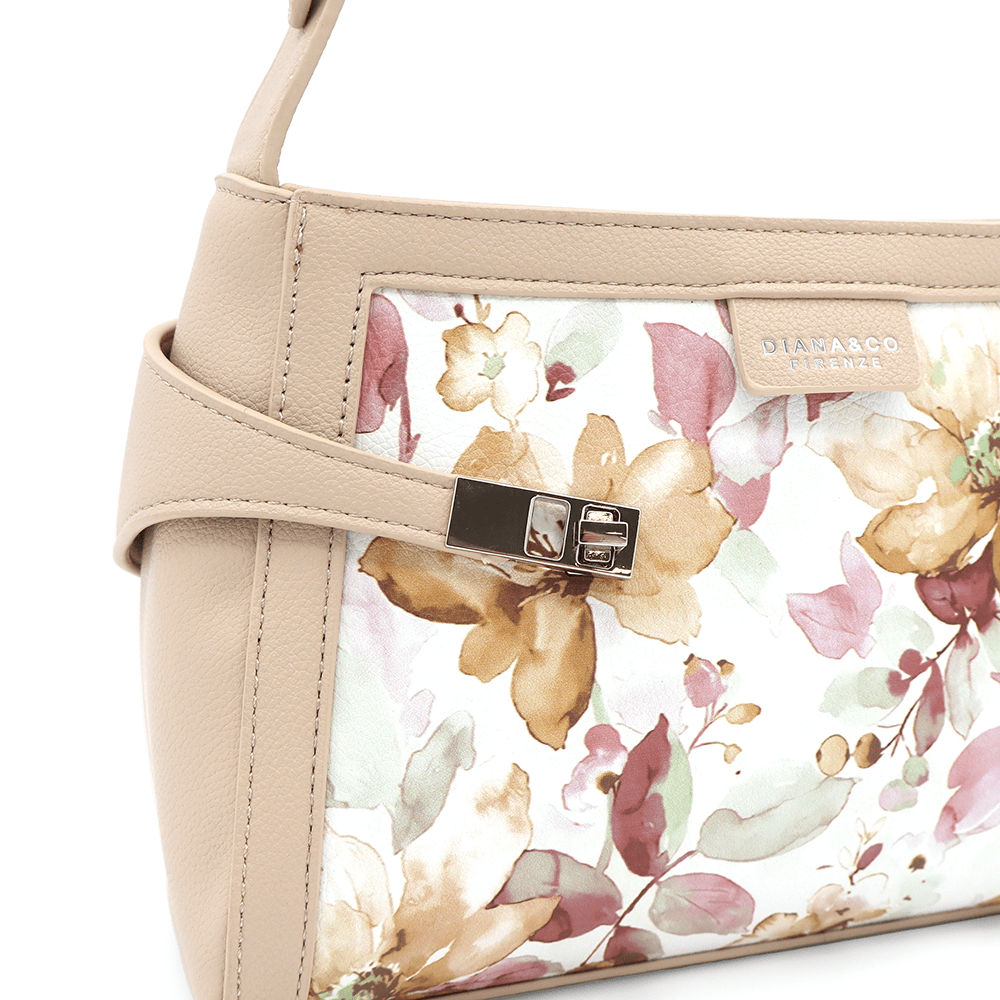 Diana & Co - Női válltáska virágmintával - bézs