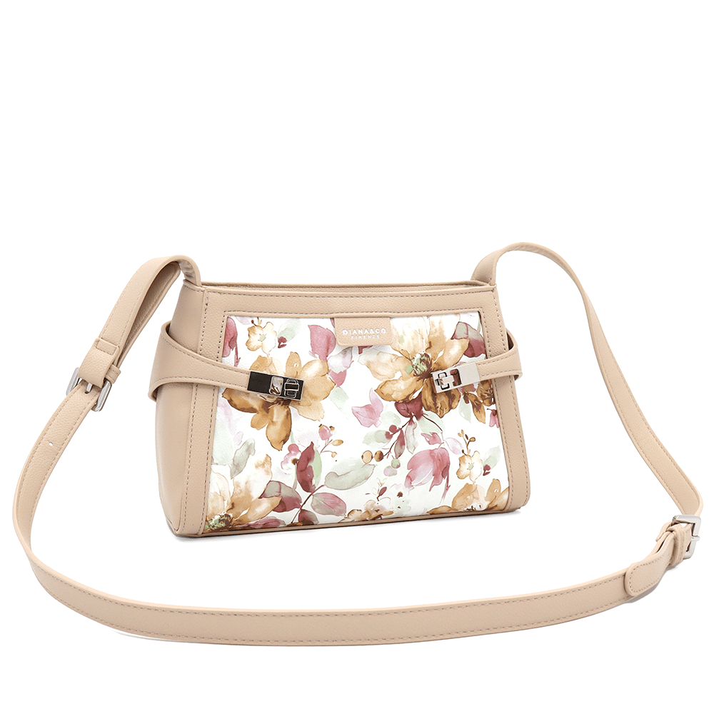 Diana & Co - Női válltáska virágmintával - bézs