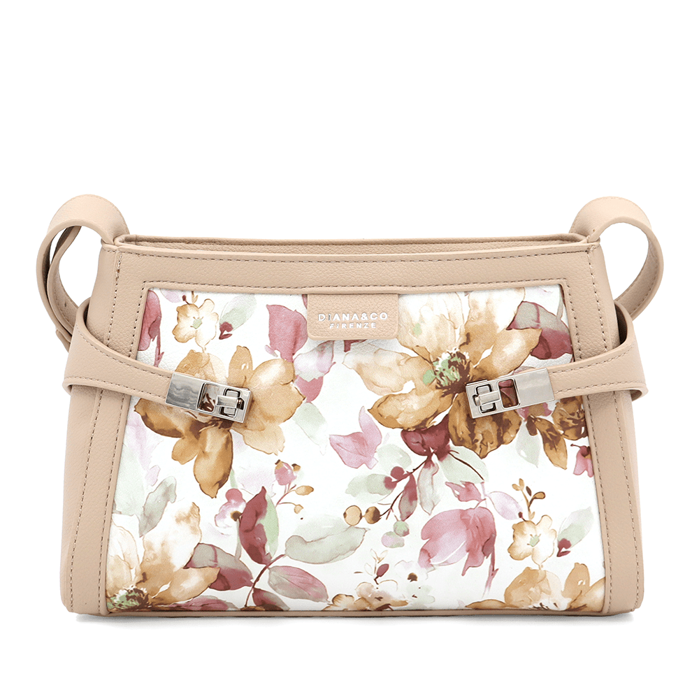 Diana & Co - Női válltáska virágmintával - bézs