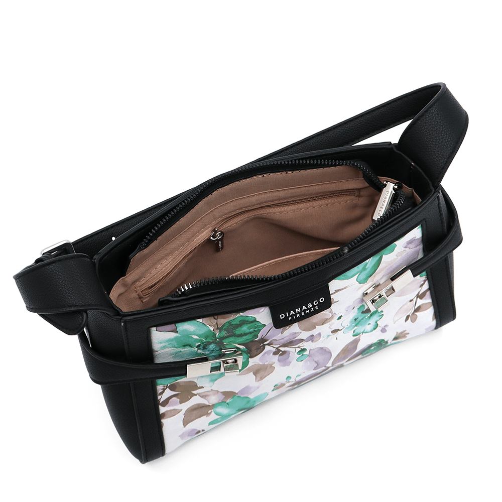 Diana & Co - Női válltáska virágmintával - fekete