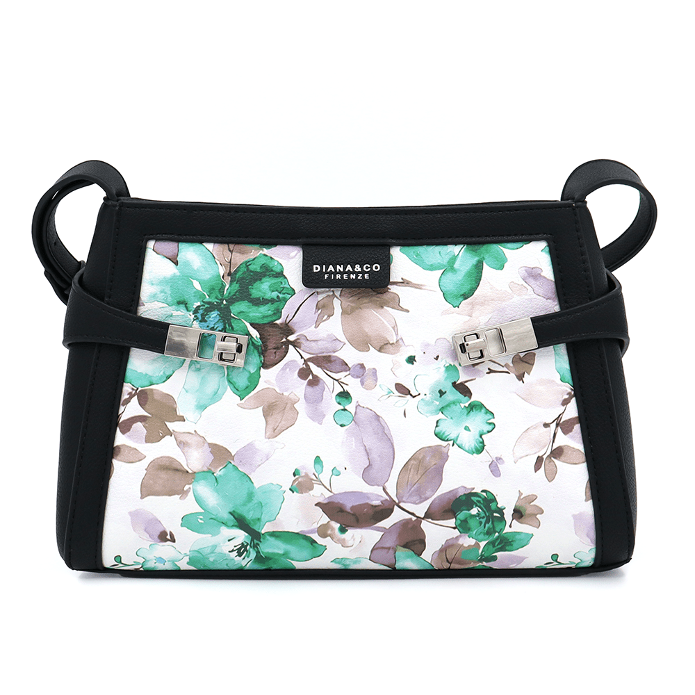 Diana & Co - Női válltáska virágmintával - fekete