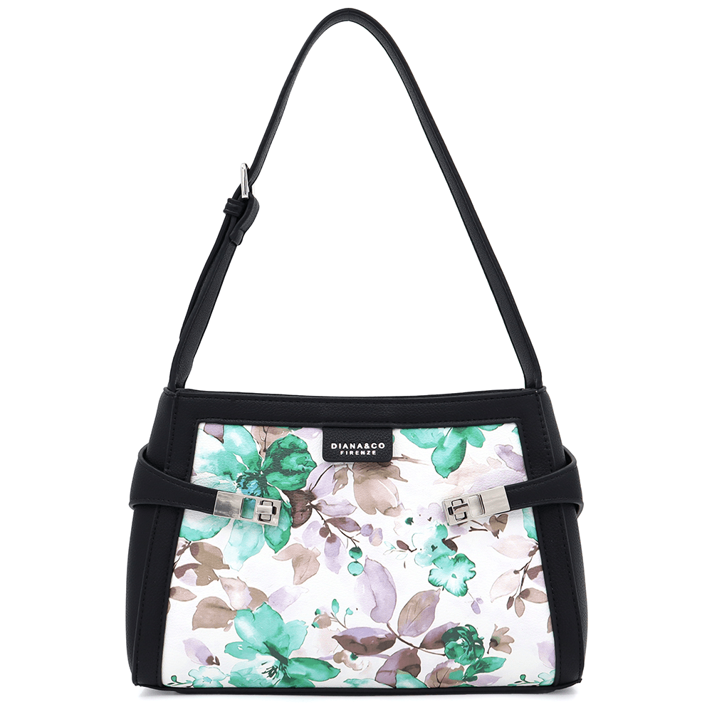Diana & Co - Női válltáska virágmintával - fekete