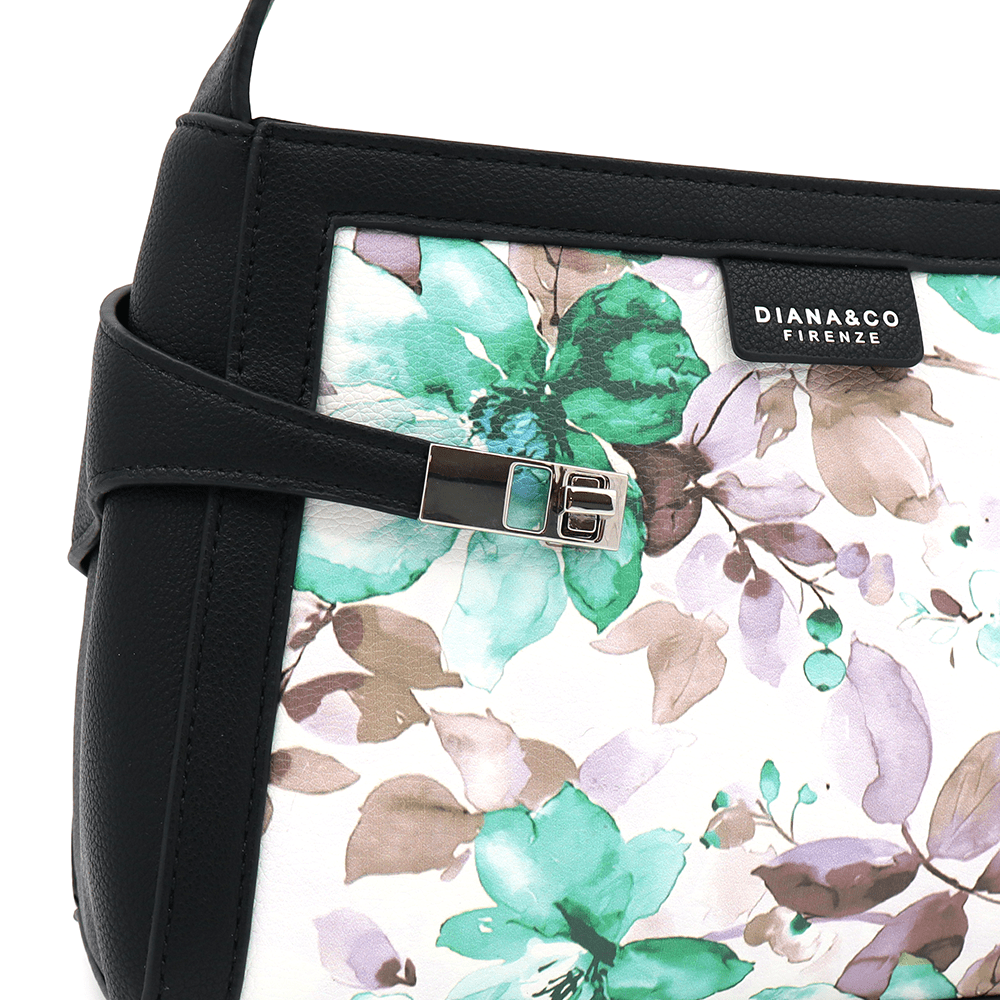 Diana & Co - Női válltáska virágmintával - fekete