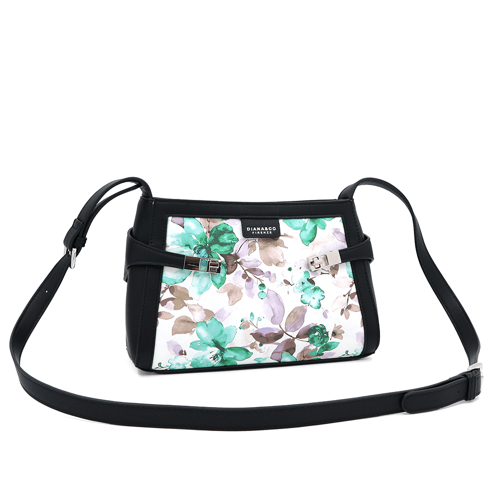Diana & Co - Női válltáska virágmintával - fekete