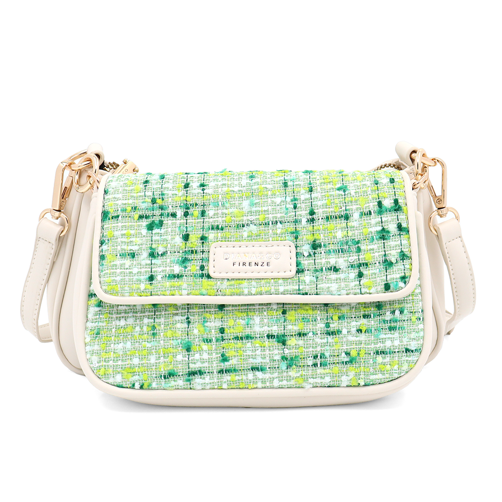 Diana & Co - Női válltáska buklé részletekkel - zöld / bézs