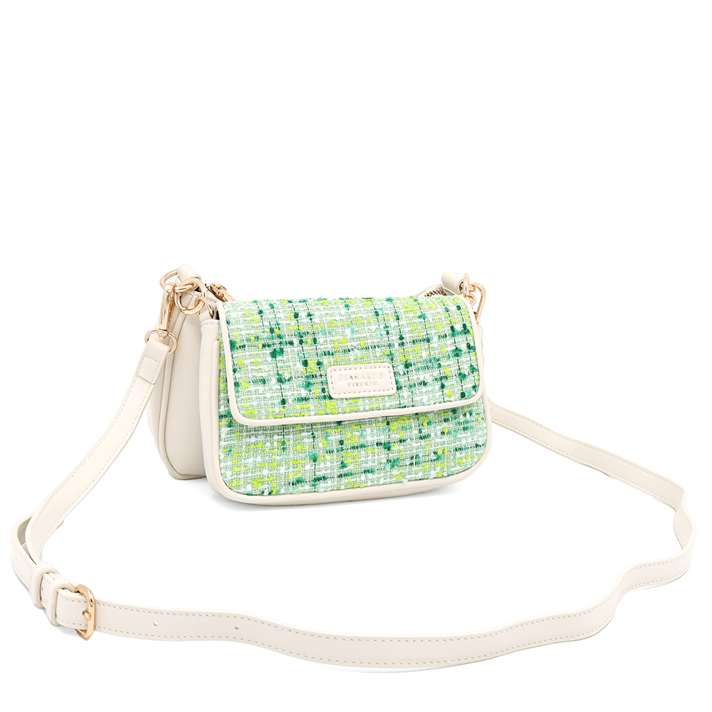 Diana & Co - Női válltáska buklé részletekkel - zöld / bézs